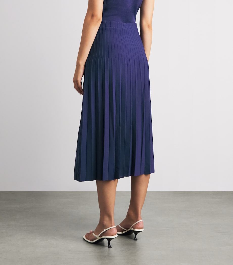 STAUD Womens Pleated Lena Midi Skirt Mdnt Midnight Image 5