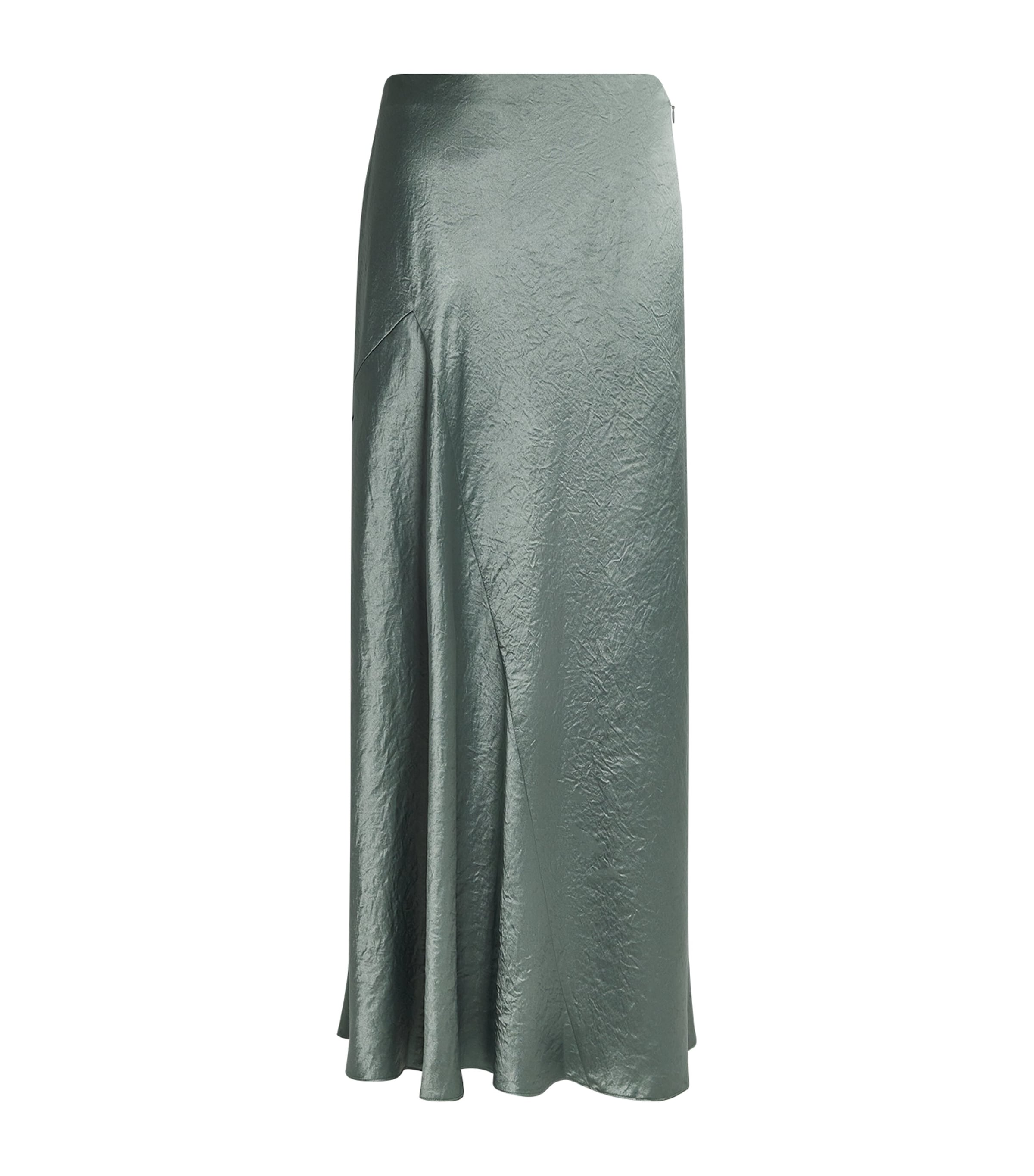Vince Womens Deep Patina Panelled High-waist Woven Midi Skirt In Green