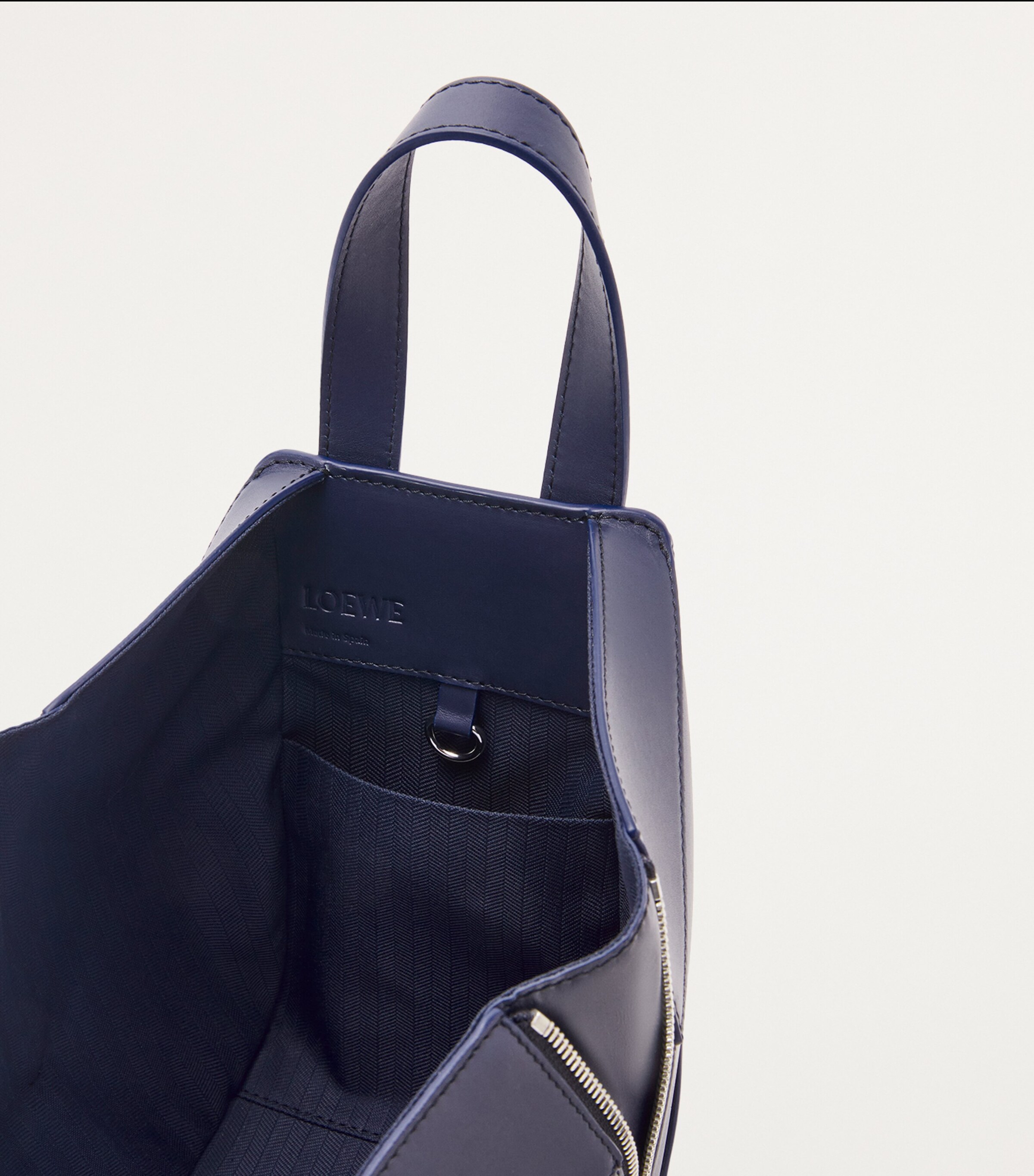 Leather Compact Hammock Top-Handle Bag ABYSS BLUE Image 9