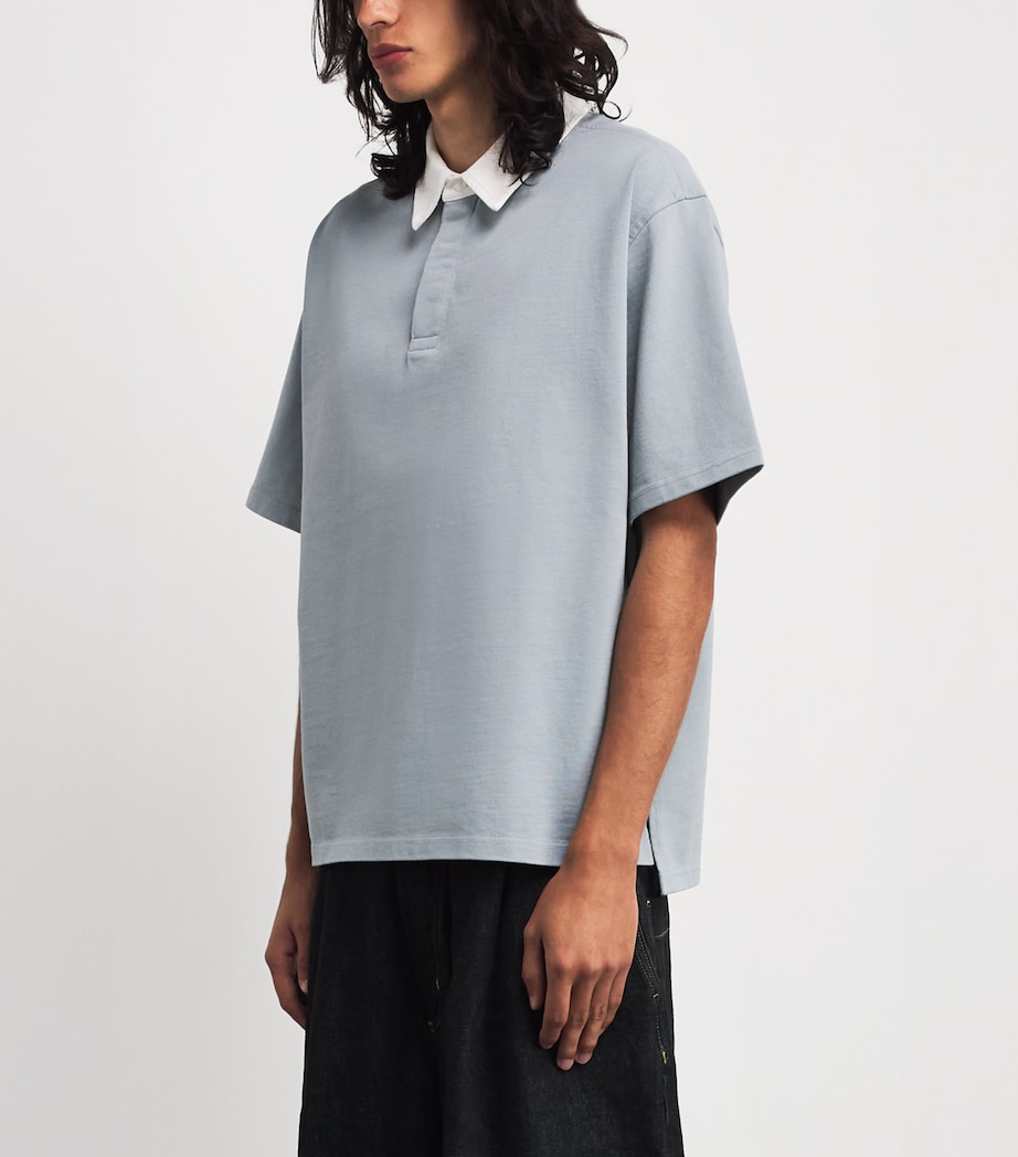 FRAME Mens Contrast-Collar Rugby Polo Shirt Bgry Image 4