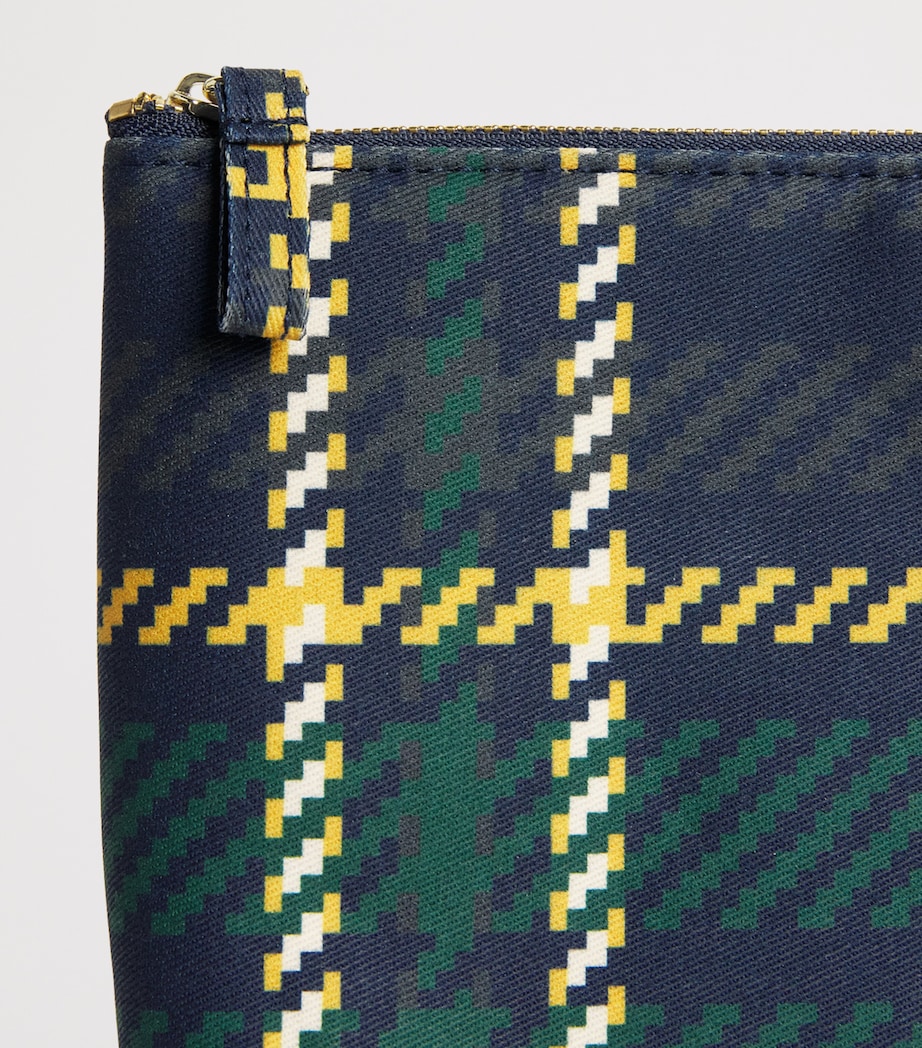 Harrods Medium Tartan Logo Pouch Navy Image 4