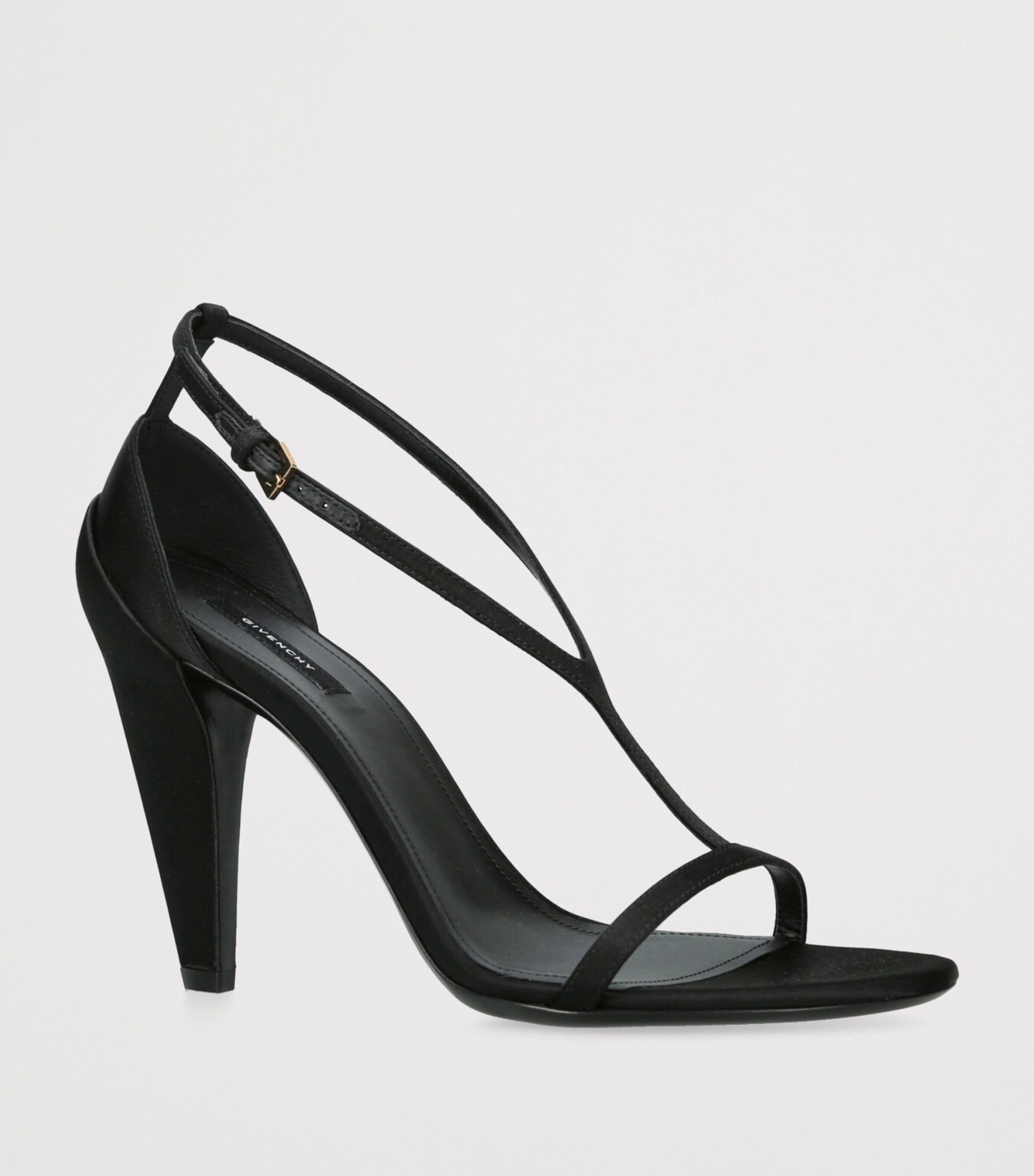 Leather Naked Heeled Sandals 95 BLACK Image 3