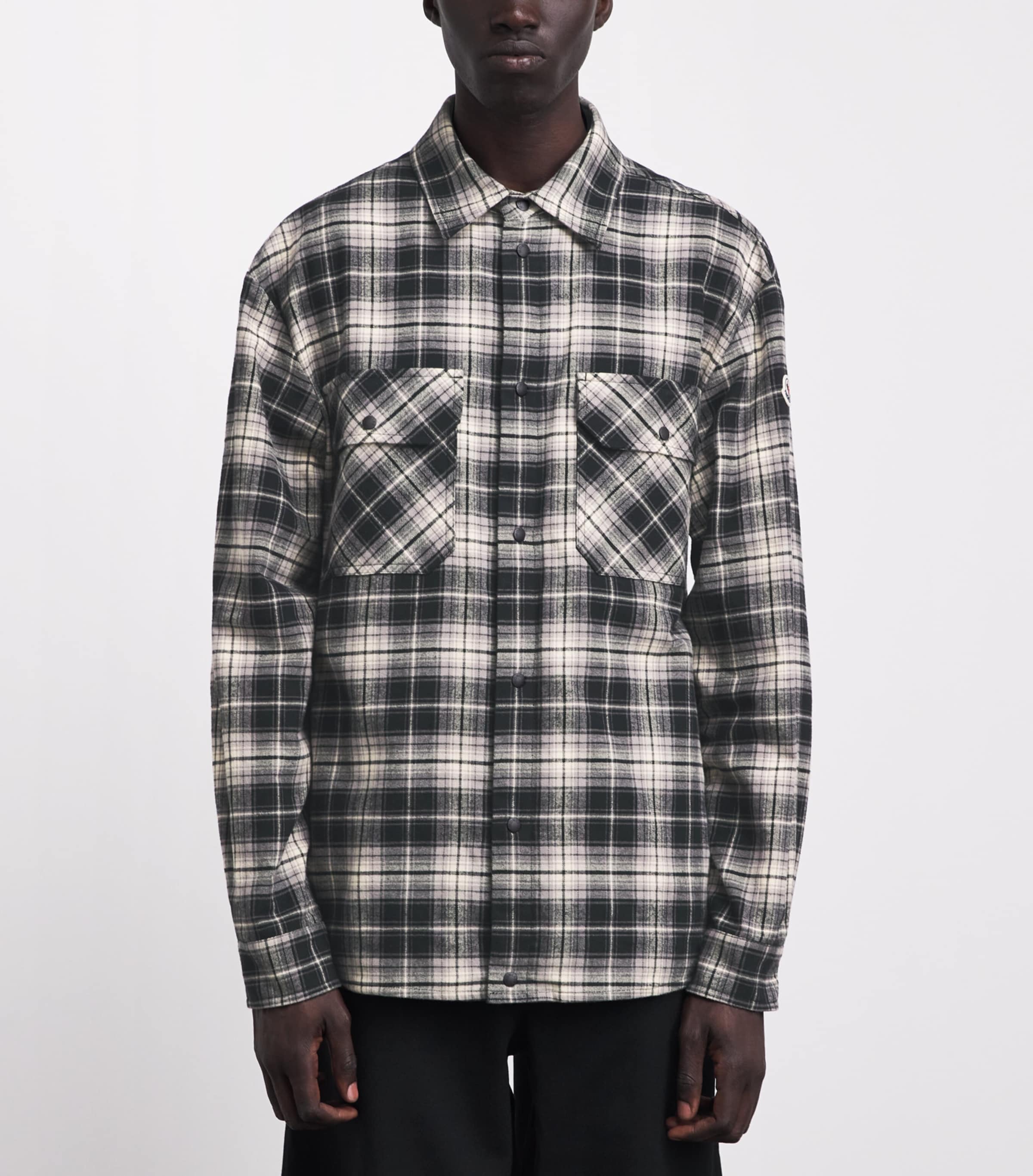 Moncler Mens Cotton Check Zip-Up Shirt Image 4