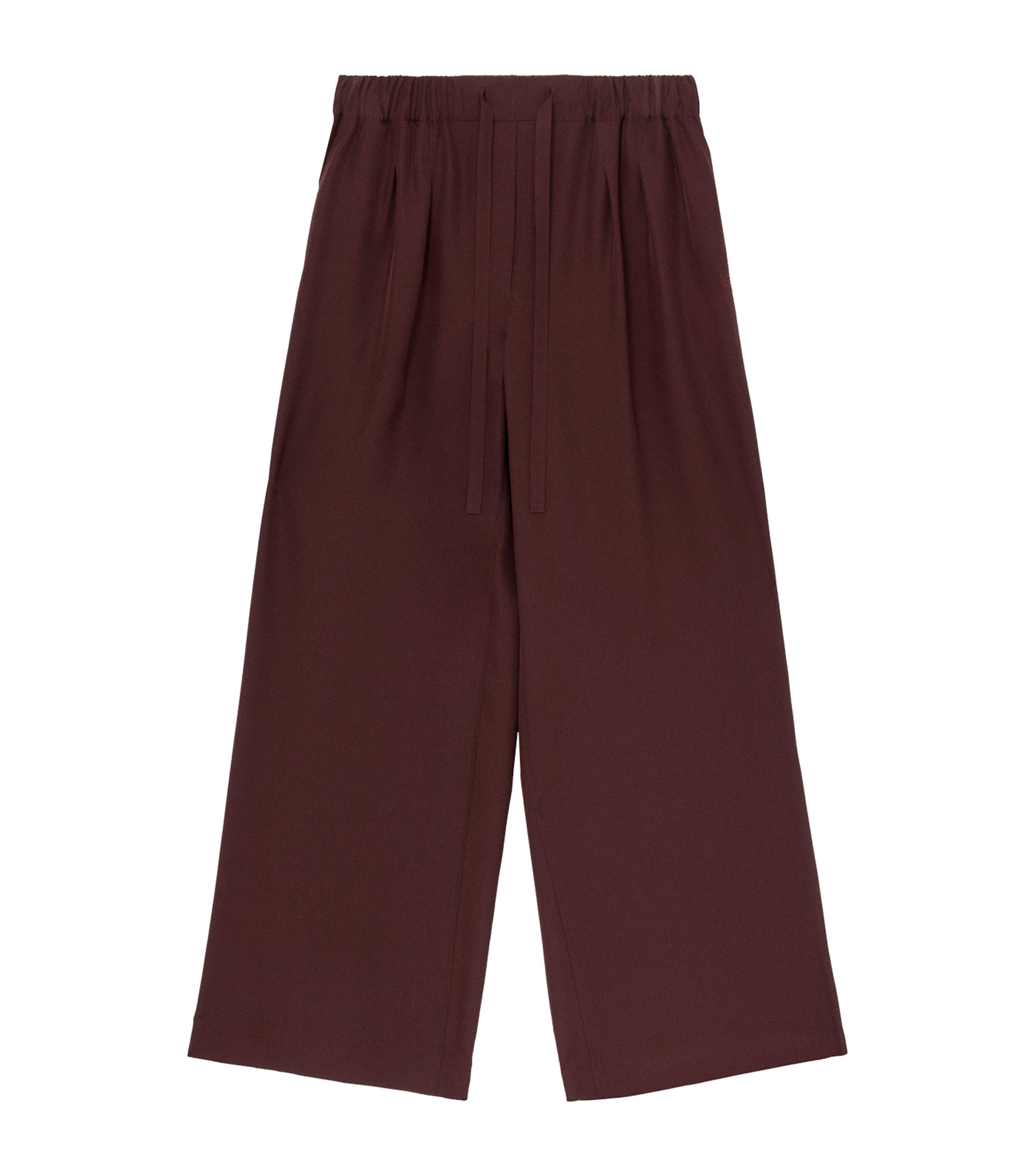 Loewe Womens Burgundy Anagram-logo Gathered-waist Silk-crepe Pyjama Trousers In Burgundy