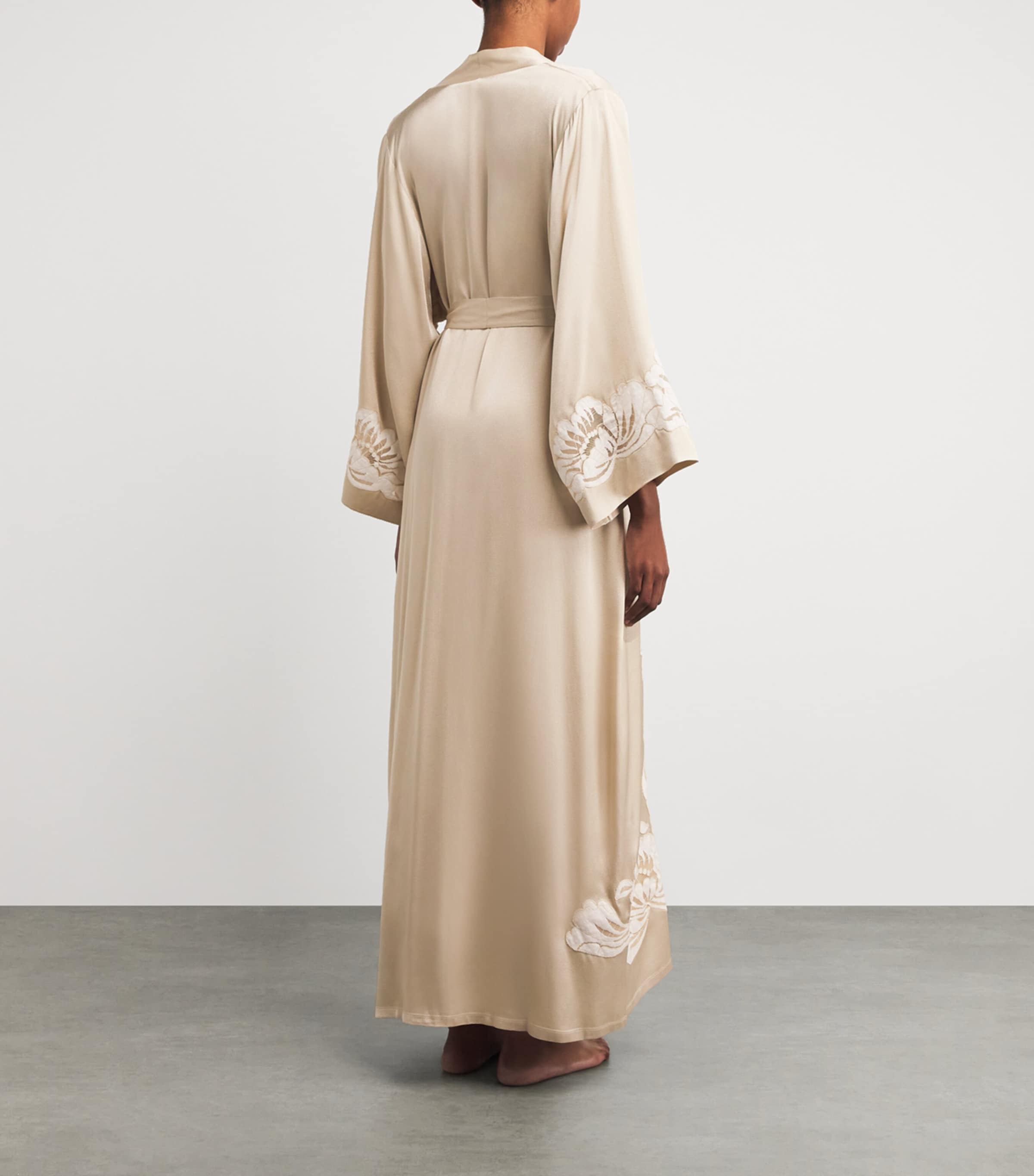 Bocan Womens Satin Embellished Dalia Robe (XS/S) Beige Image 3