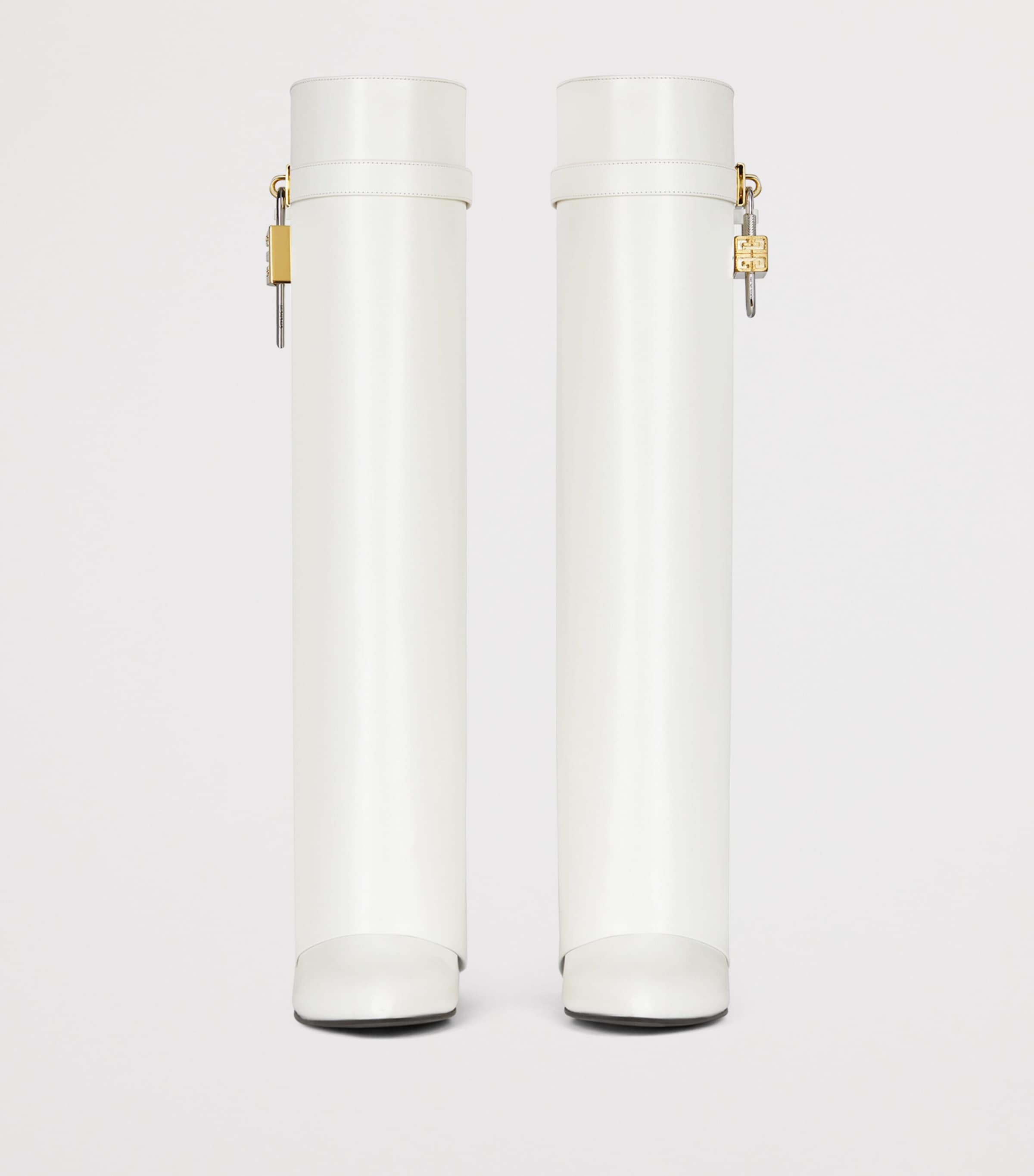 Givenchy Leather Shark Lock Knee-High Boots 90 White Image 2