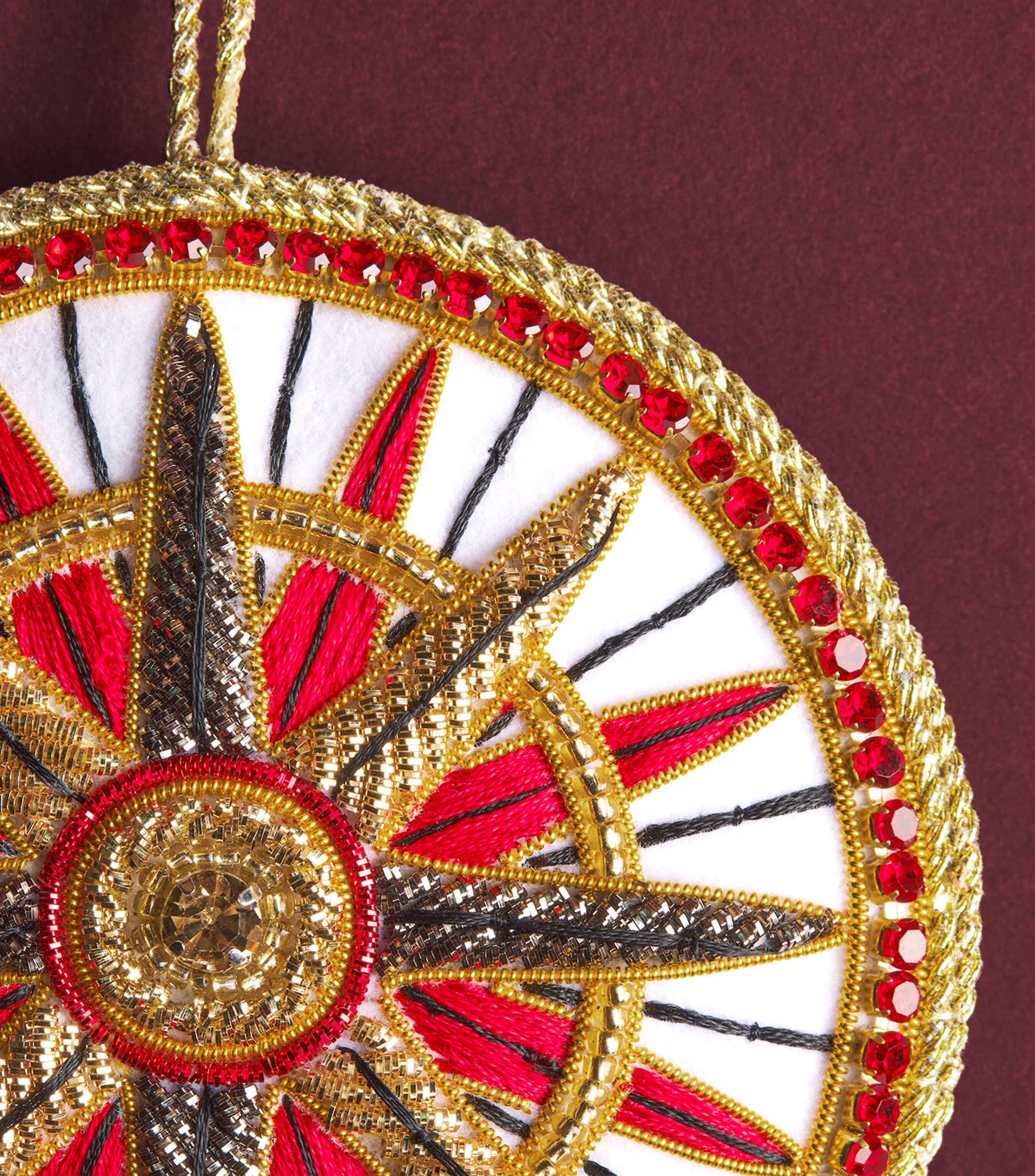 Tinker Tailor Crystal-Embellished Compass Tree Decoration White & Red & Gold Image 2