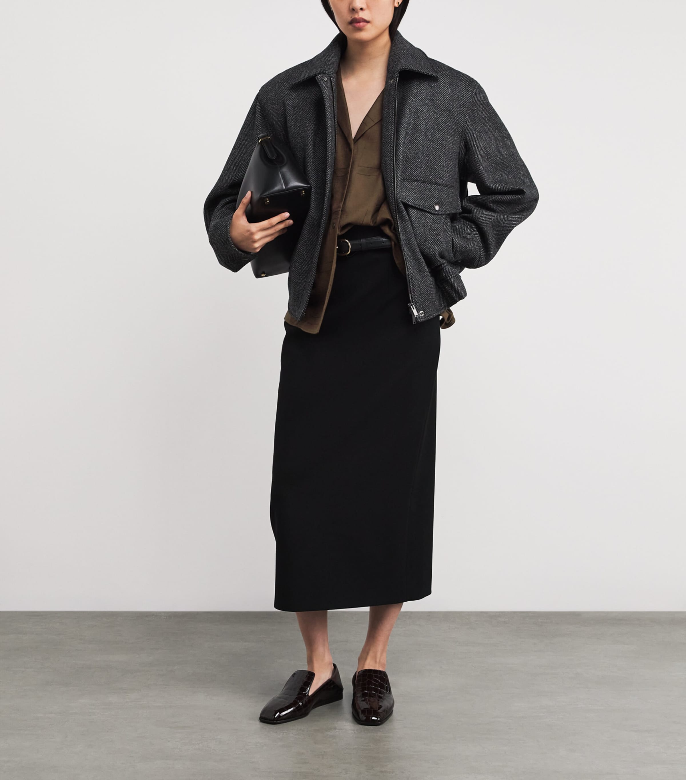 Modal Flannel Monogram Shirt 034 DARK BROWN Image 2