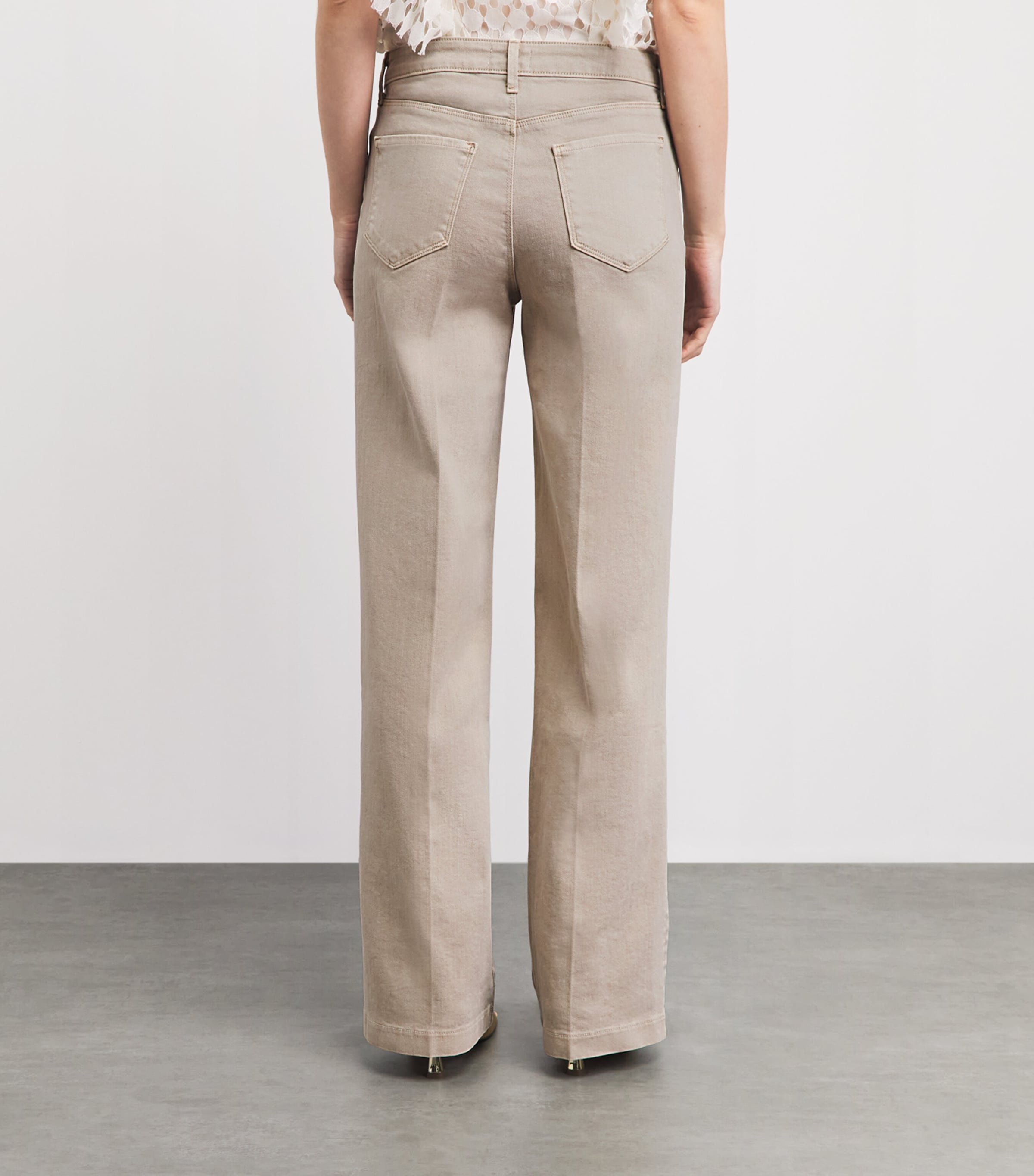 L'Agence Womens High-Rise Scottie Wide-Leg Jeans Biscuit Image 5