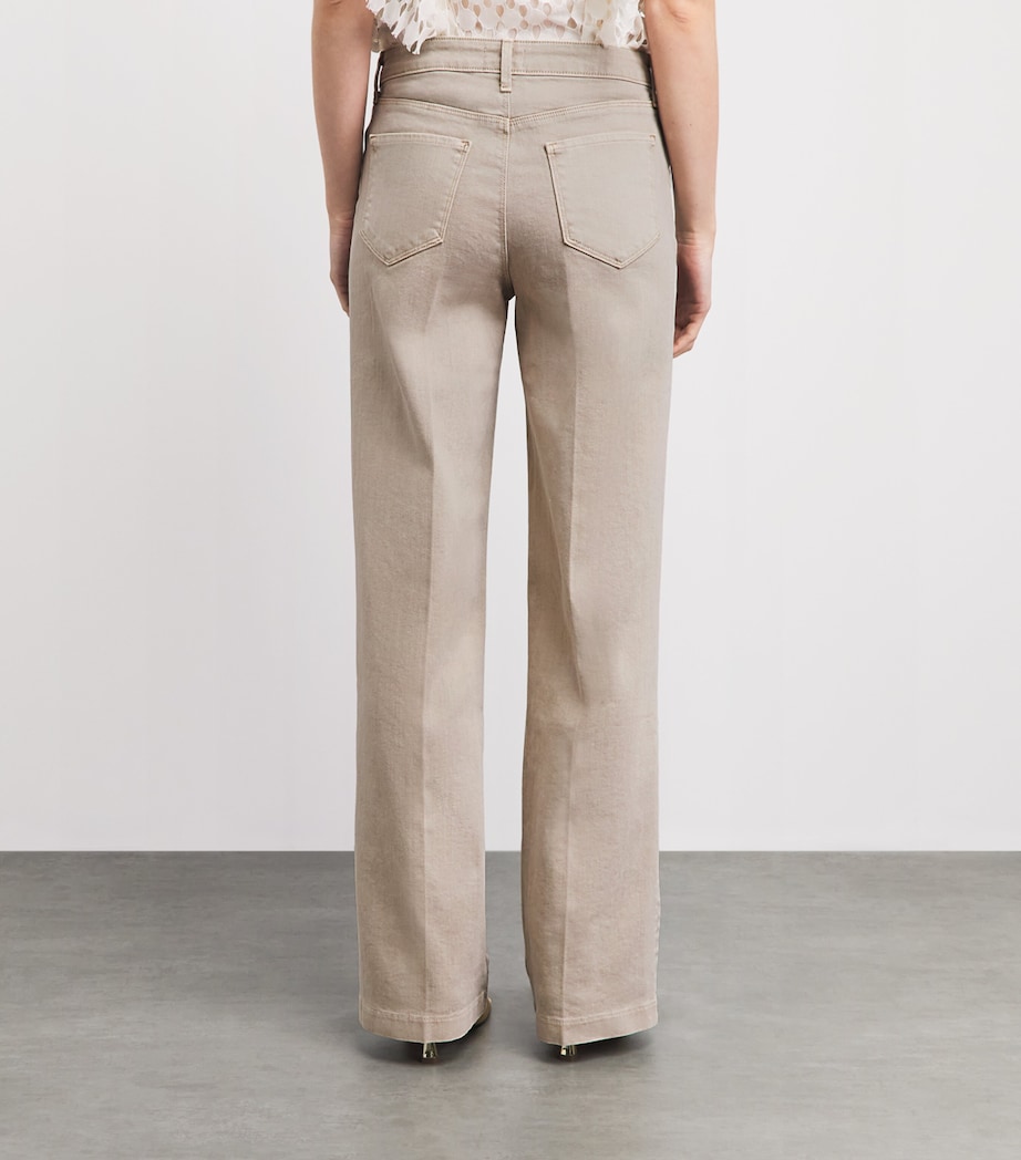 L'Agence Womens High-Rise Scottie Wide-Leg Jeans Biscuit Image 5