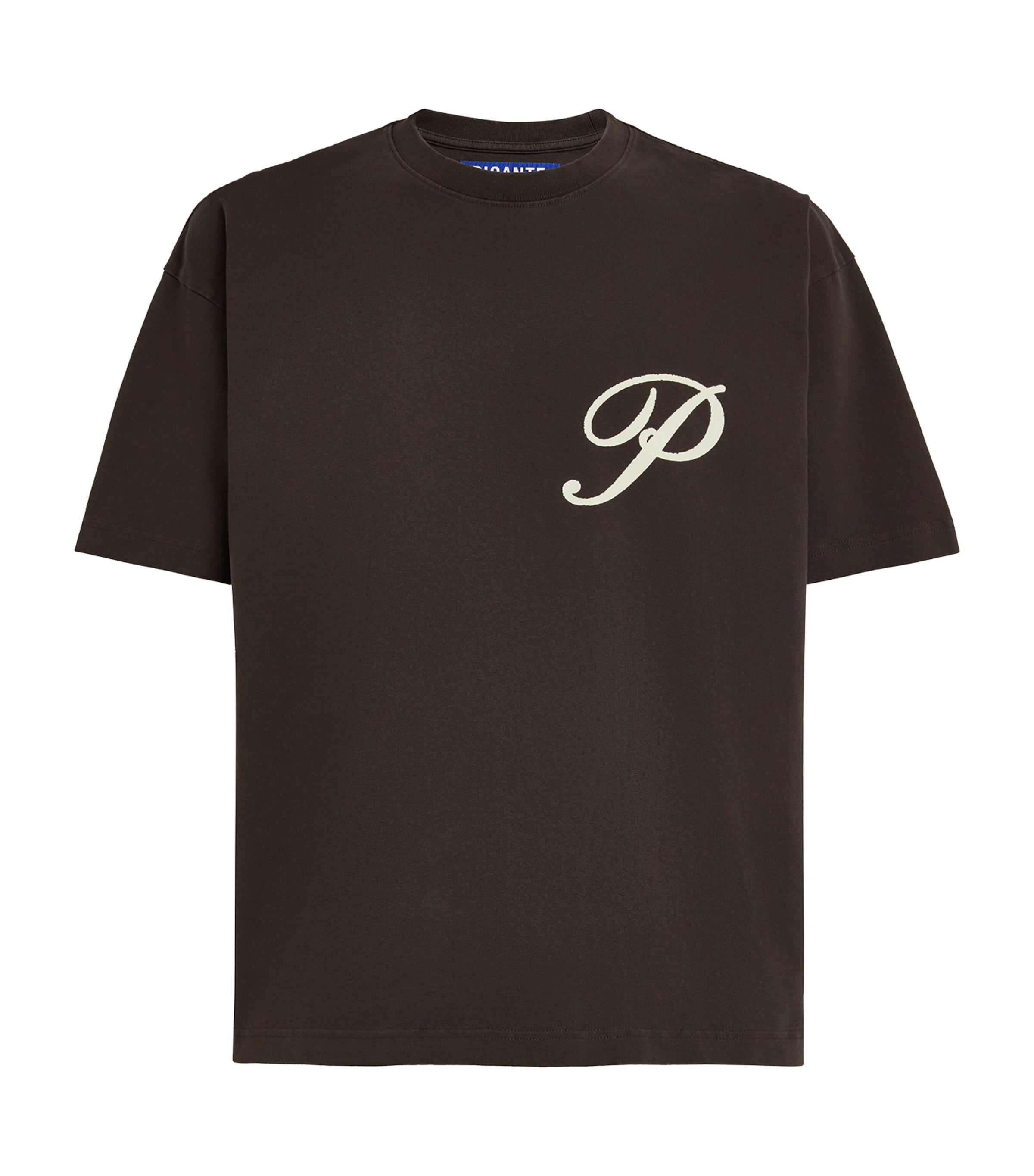 Picante Mens Organic Cotton Gallery Logo T-Shirt Brown Image 1