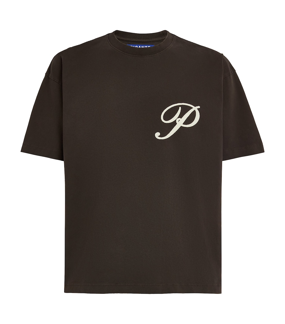 Picante Mens Organic Cotton Gallery Logo T-Shirt Brown Image 1
