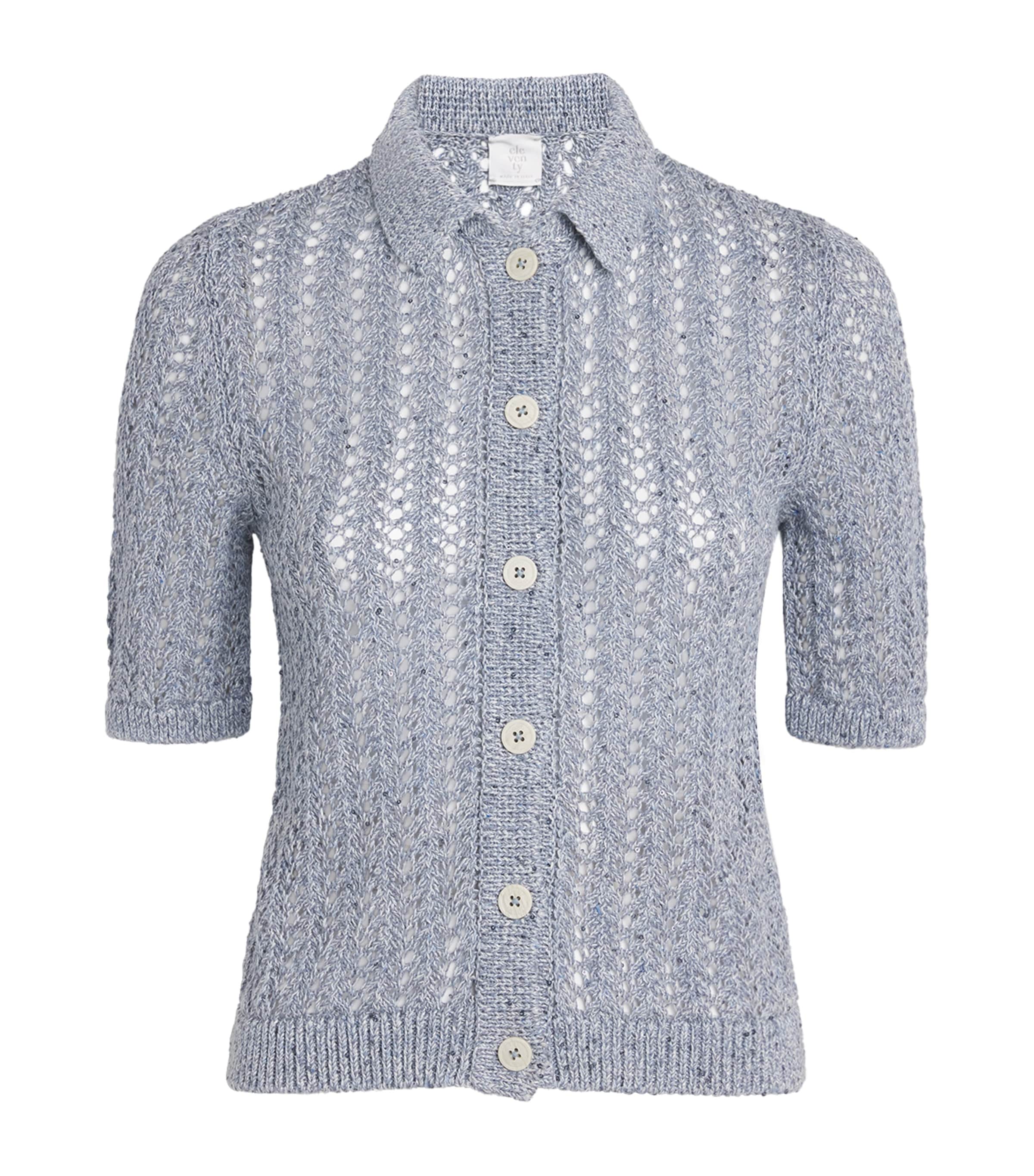 Eleventy Linen-cotton Cardigan In Gray