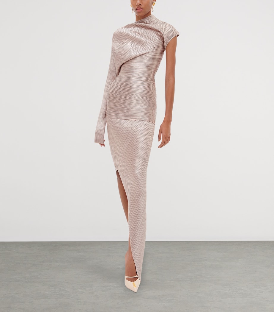 Schiaparelli Womens Pleated Midi Skirt Nude Image 2