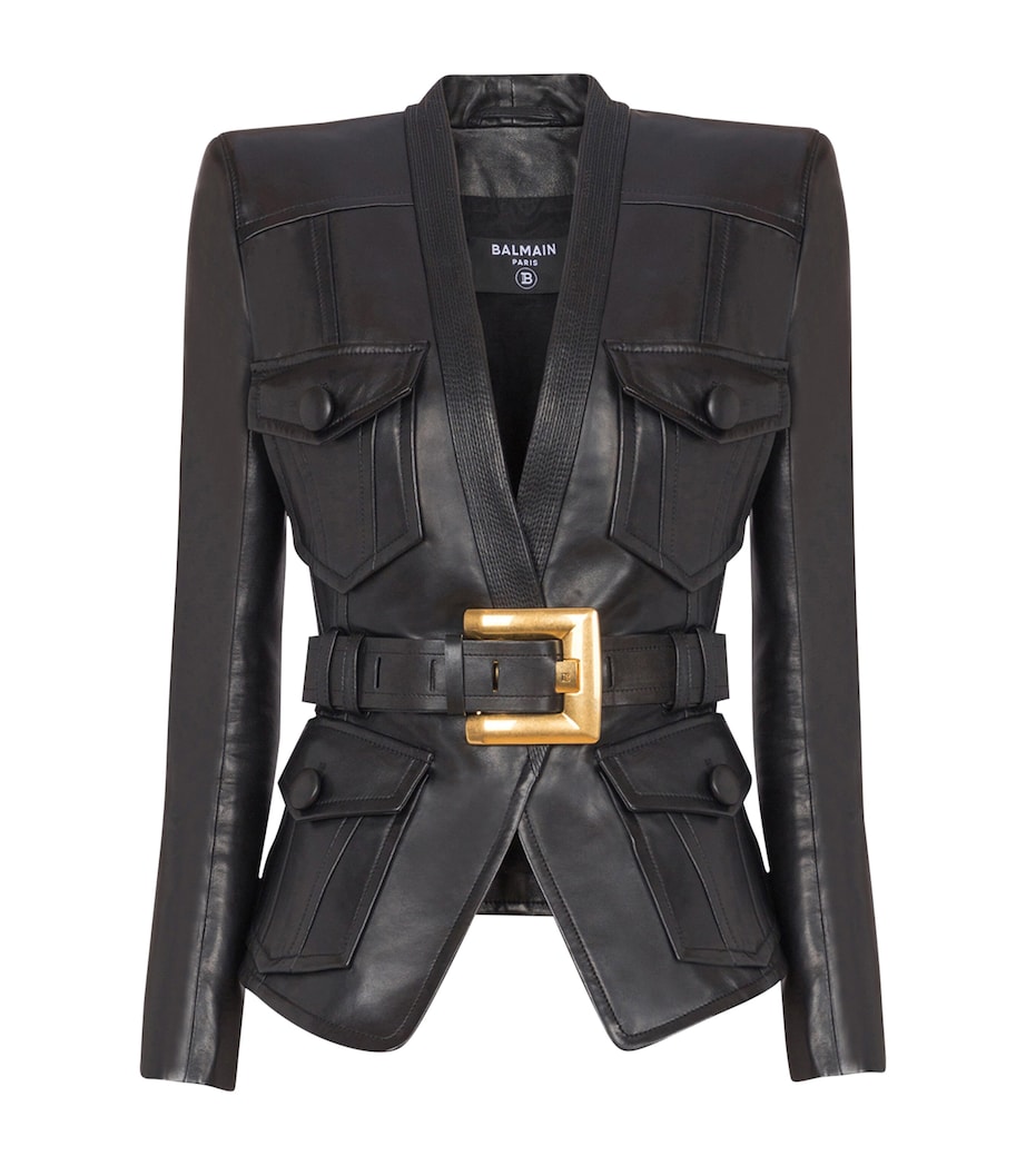 Belted Leather Jacket 0PA NOIR Image 1