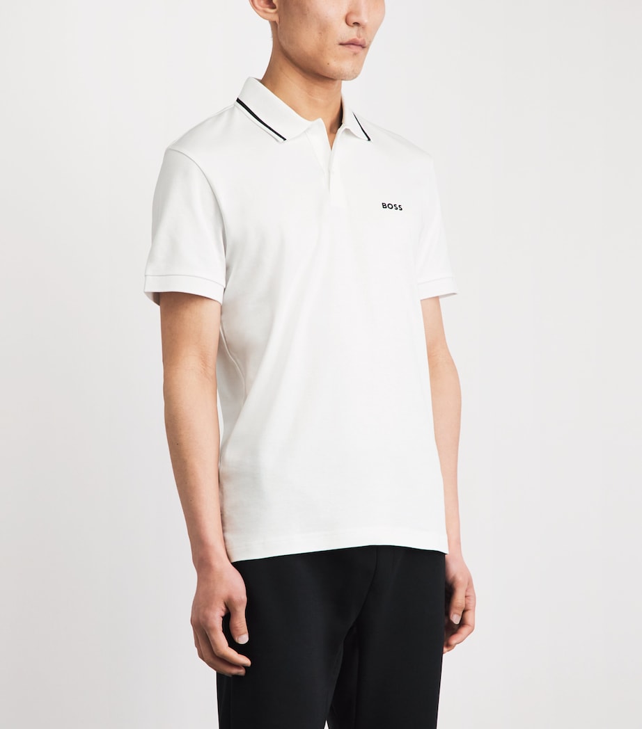 BOSS Mens Pima Cotton Polo Shirt White Image 4