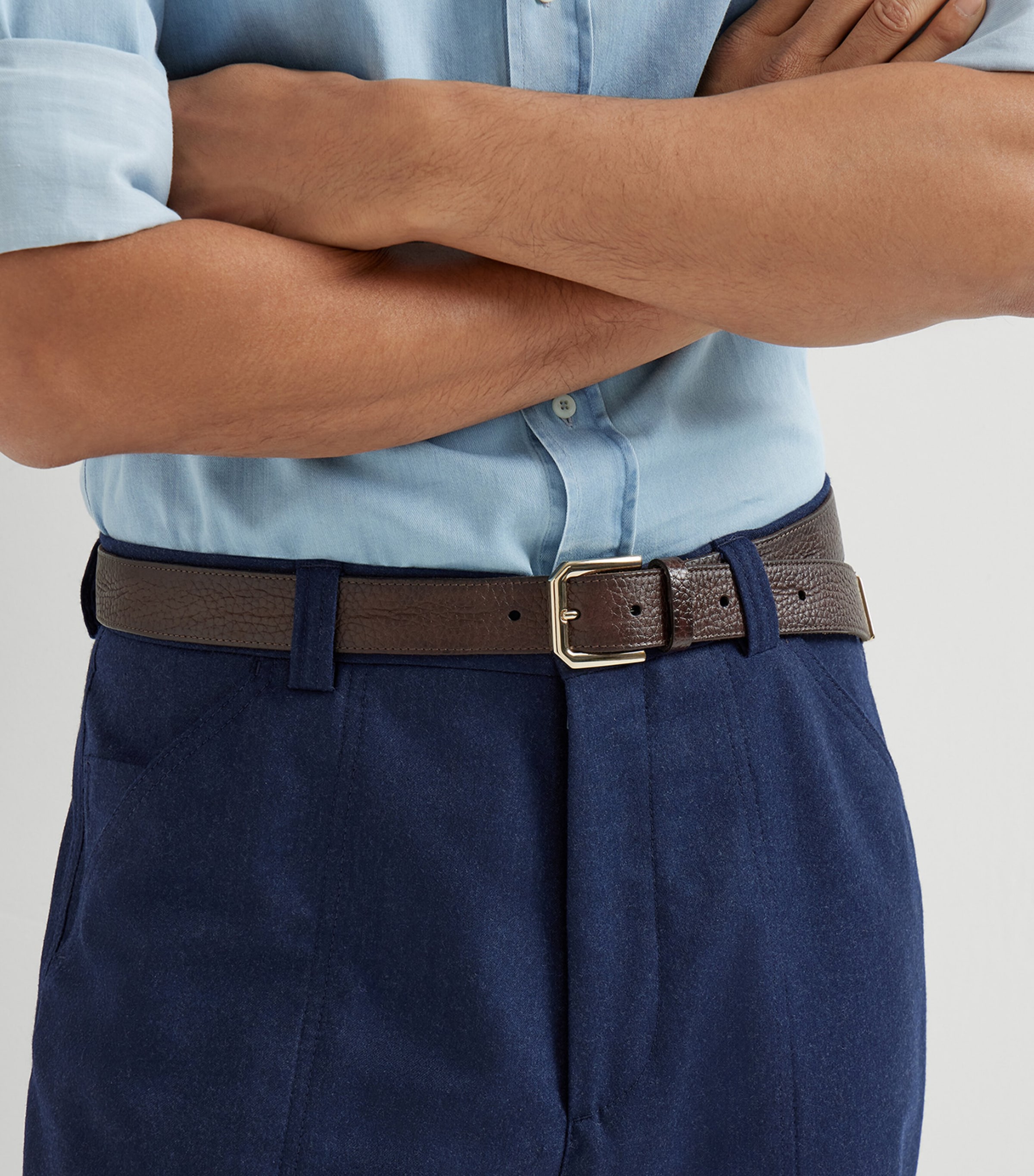 Grained Leather Buckle Belt C6074 Image 2