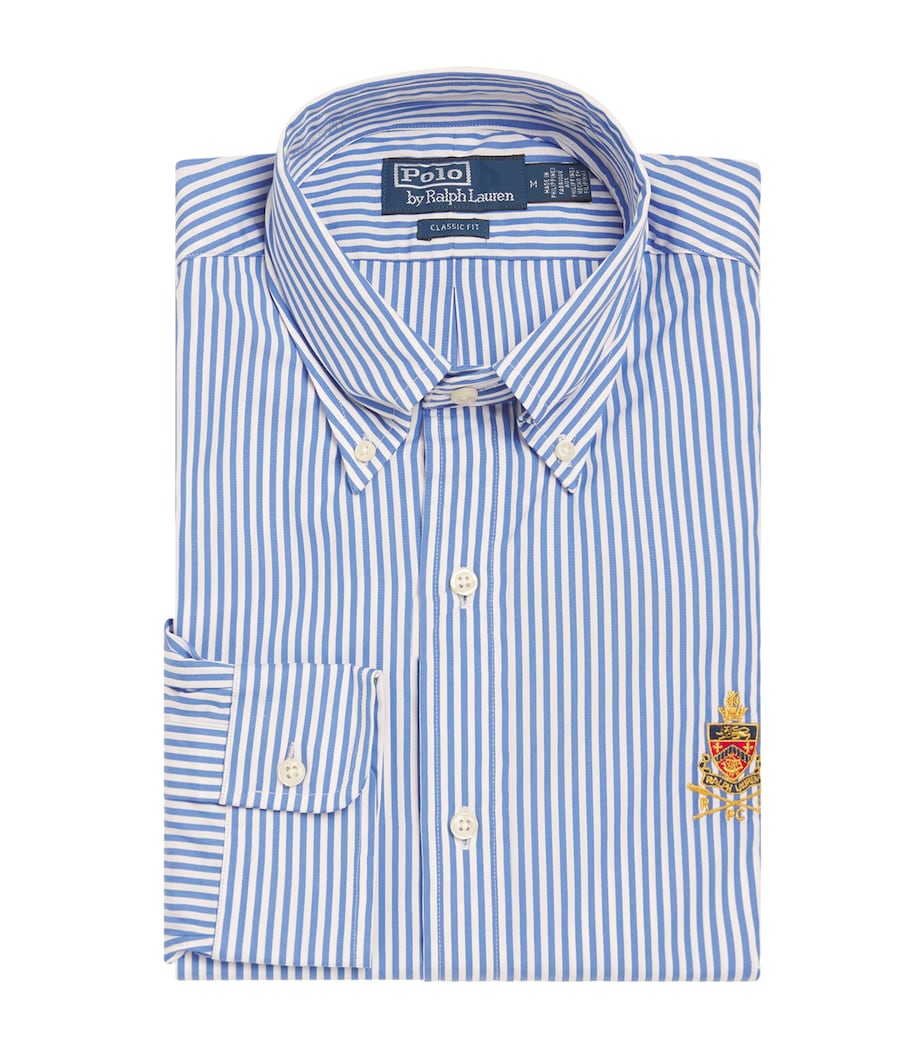 Cotton Poplin Stripe Crest Shirt BLUE Image 1