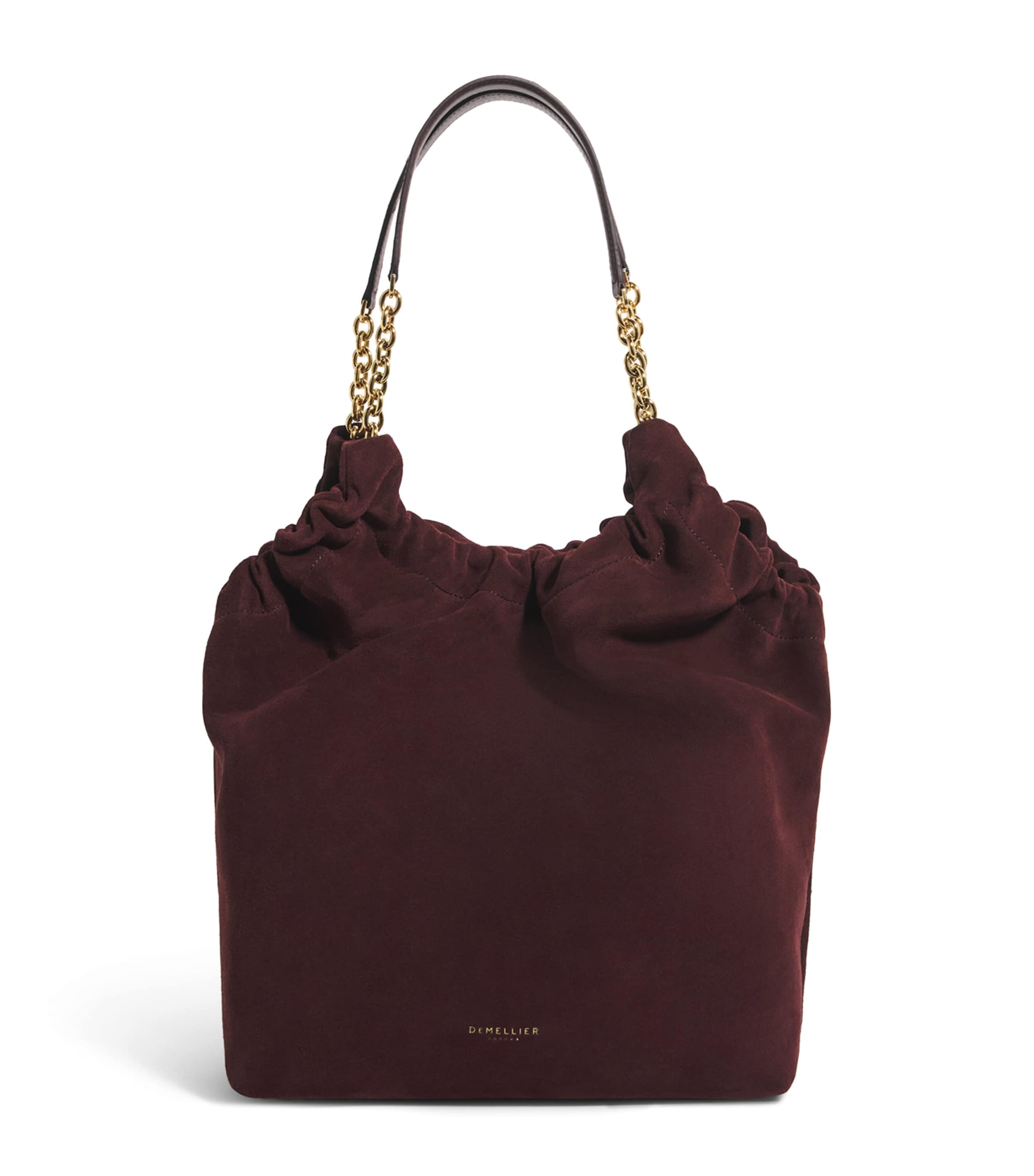 Demellier Suede Miami Shoulder Bag In Burgundy