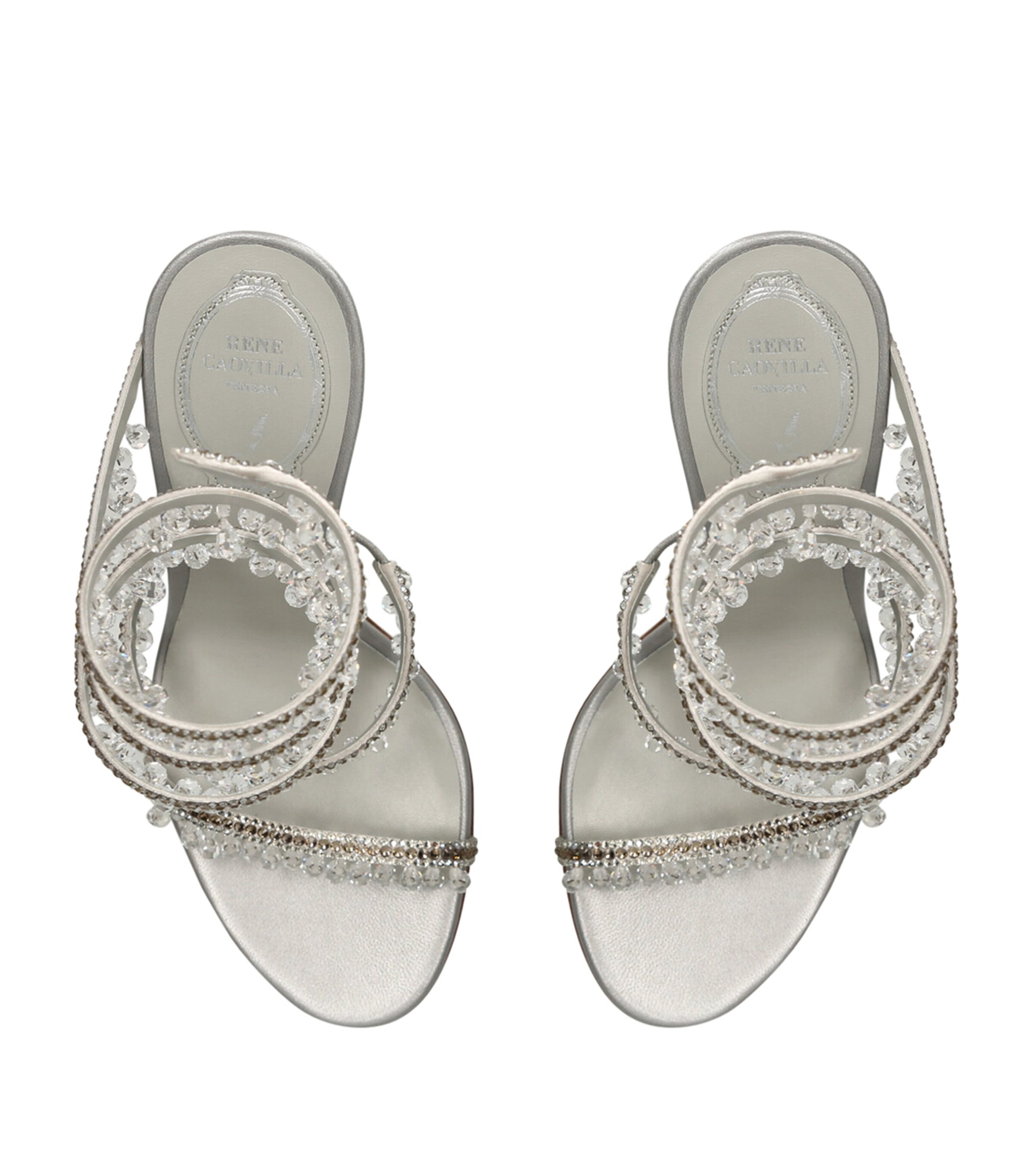 René Caovilla Satin Chandelier Heeled Sandals 105 Grey Image 4