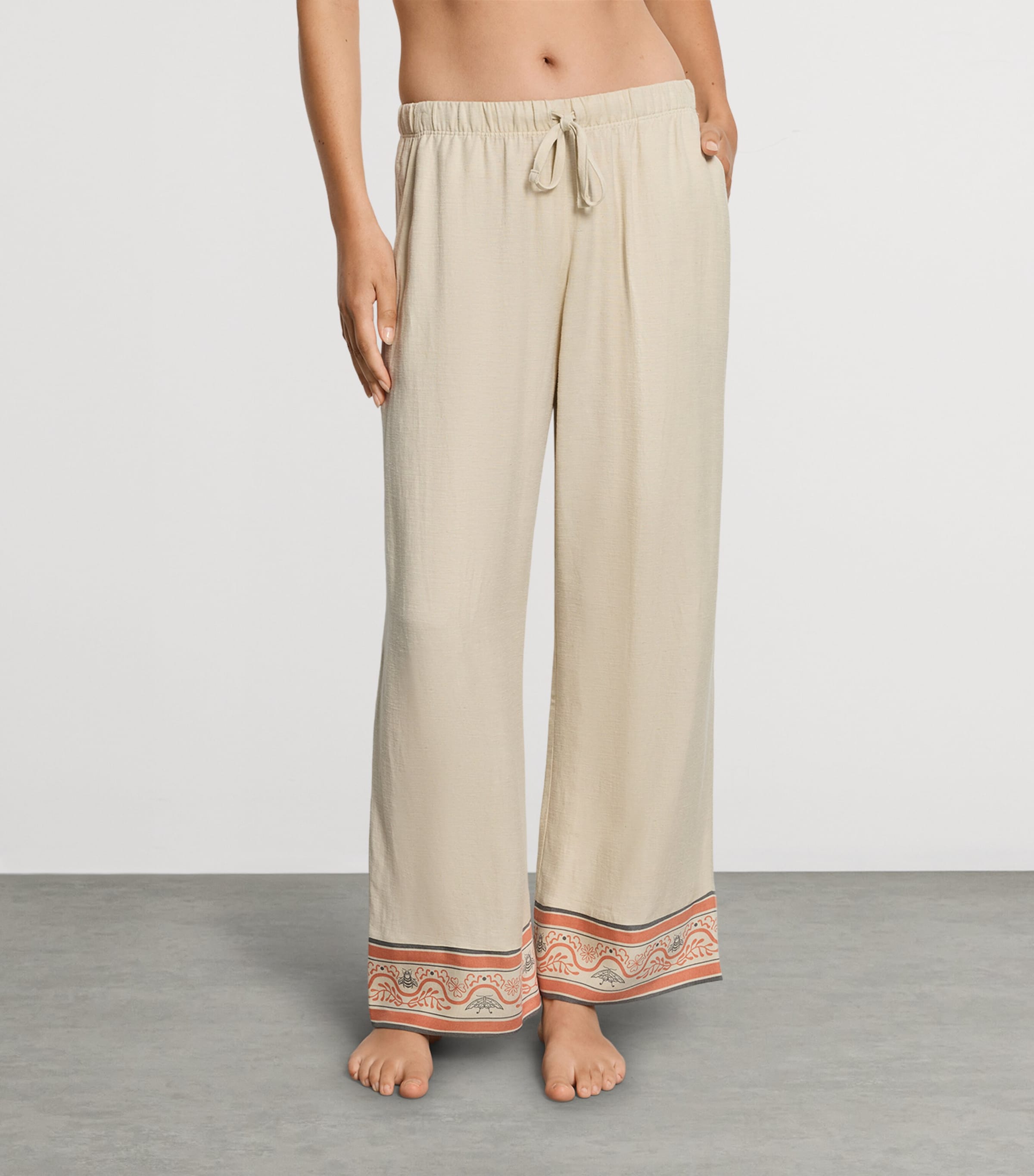 Hanro Womens Printed-Hem Casuals Cropped Trousers Oyster Gray Image 2