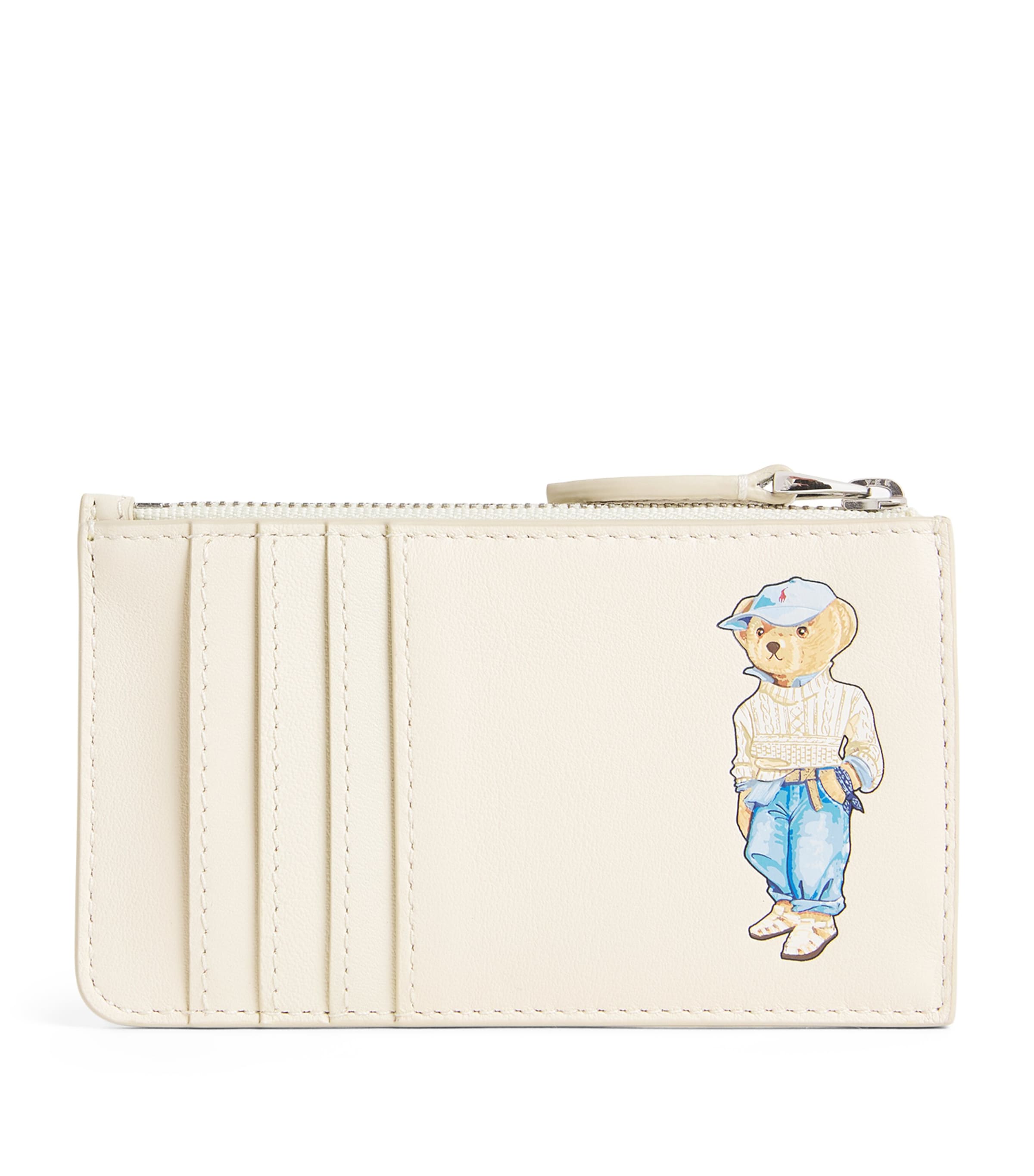 Polo Ralph Lauren Leather Polo Bear Card Holder In White