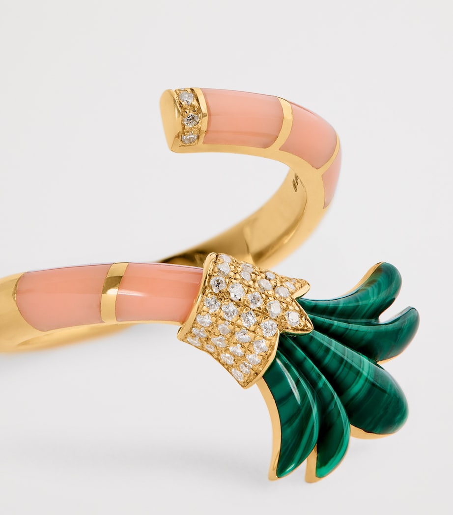 Yellow Gold, Diamond, Malachite and Coral On A Vine Psychedeliah Ring YELLOW GOLD Image 5