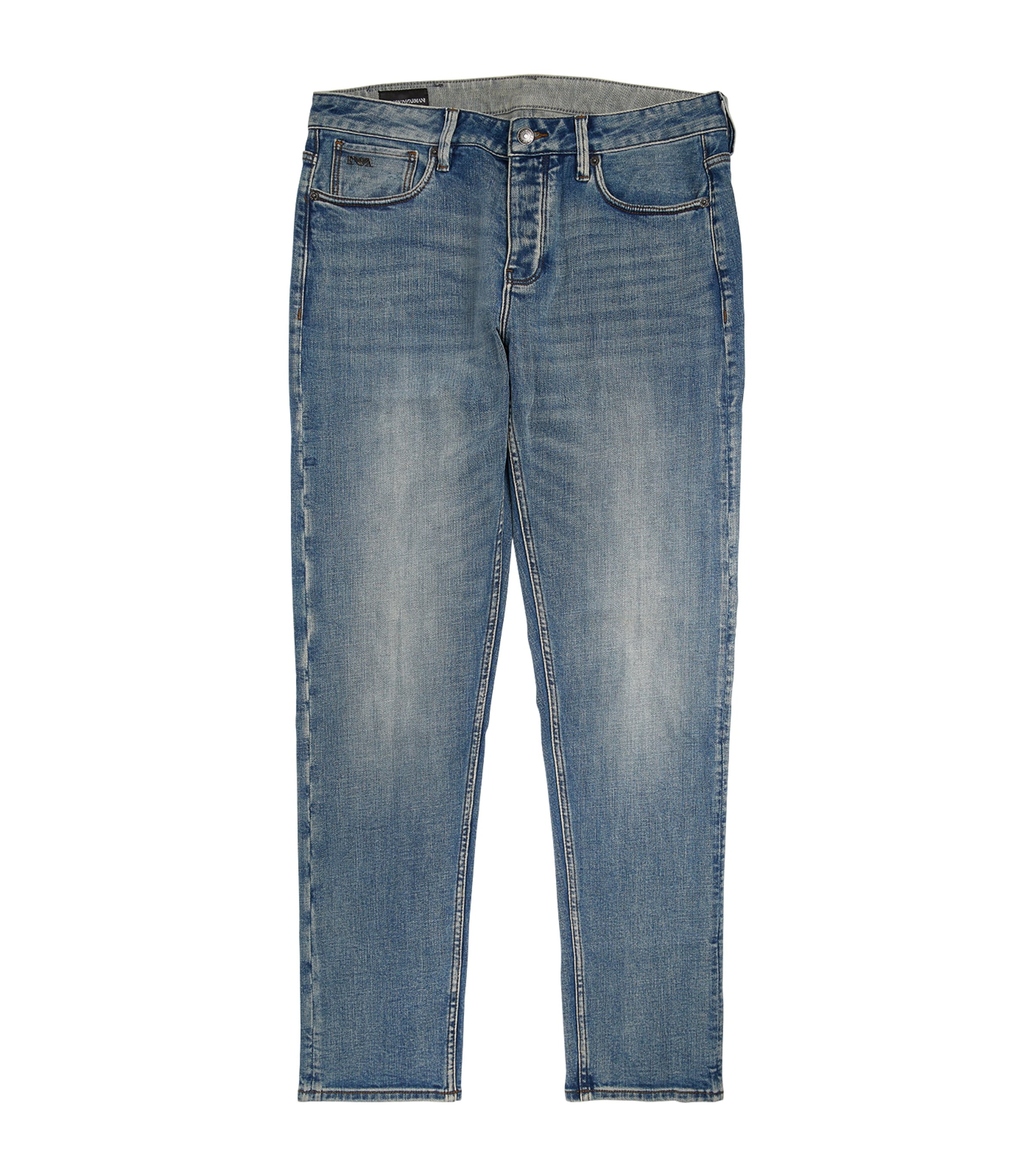 Emporio Armani Logo-plaque Jeans In Blue