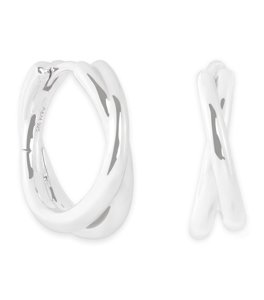 Astrid & Miyu Silver Crossover Illusion Hoop Earrings Silver Image 1