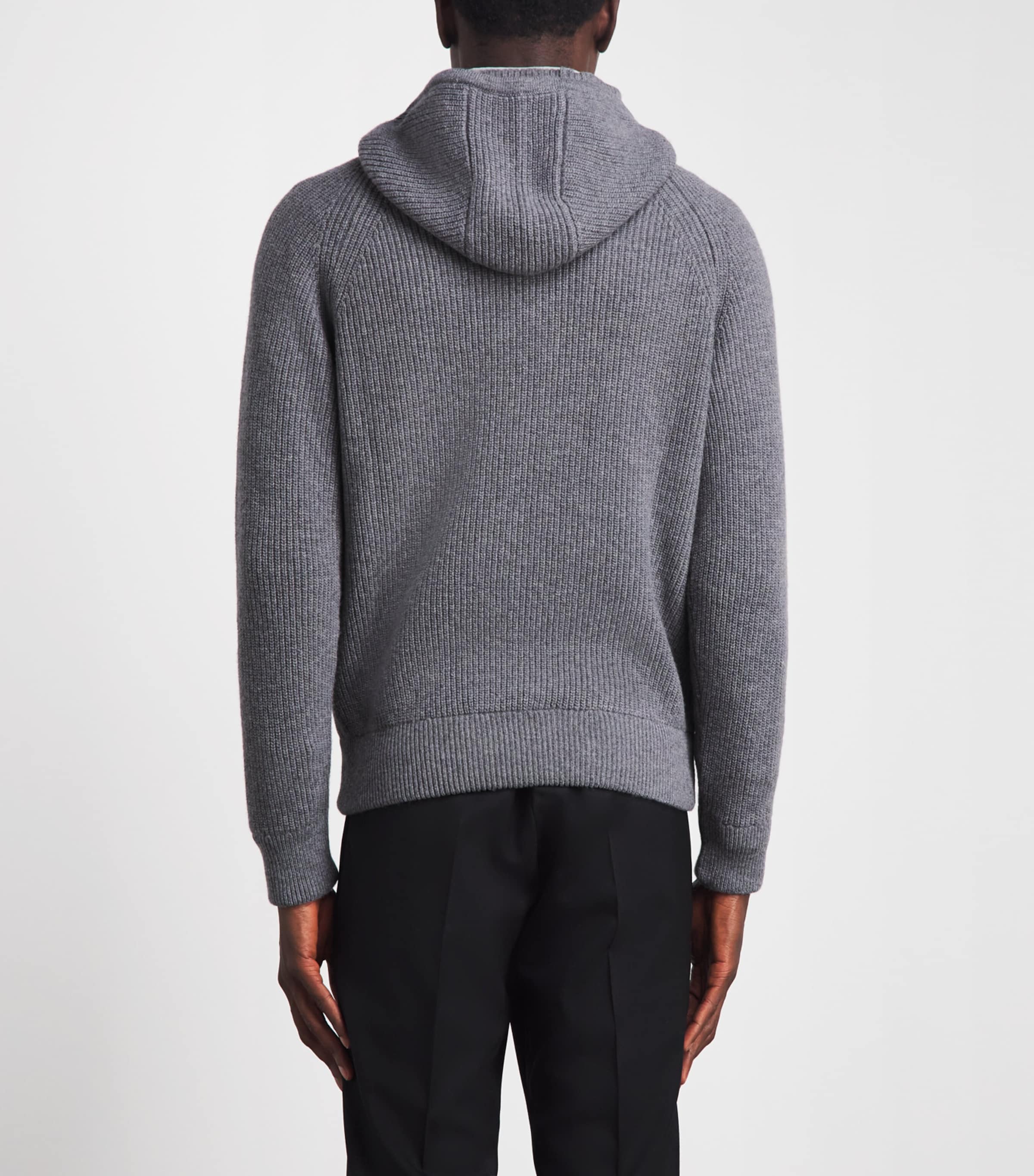Isaia Mens Wool-Cashmere Knitted Hoodie Image 5