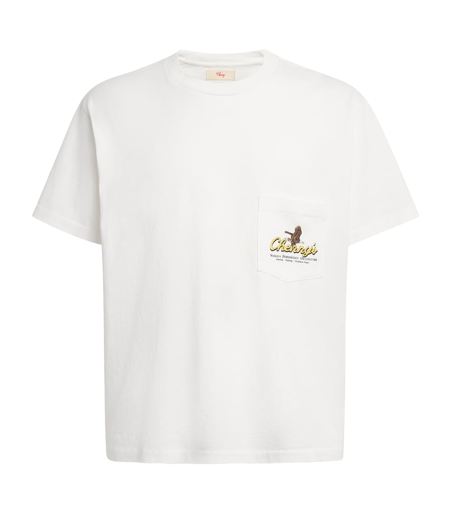 Cherry Los Angeles Mens Cotton Graphic Pocket T-Shirt Vintage White Image 1