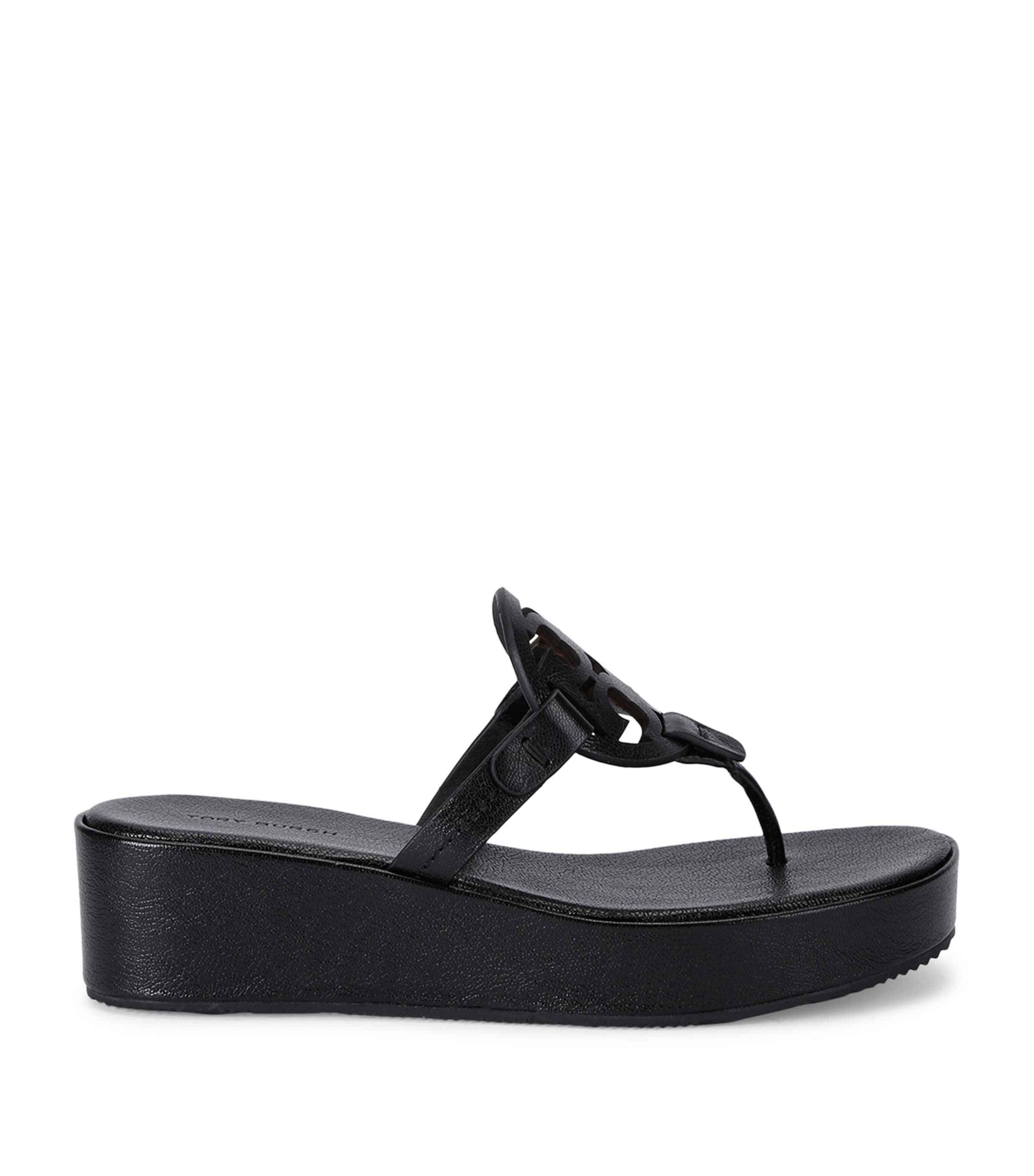 Tory Burch Miller Platform Wedge Flip Flop In Black