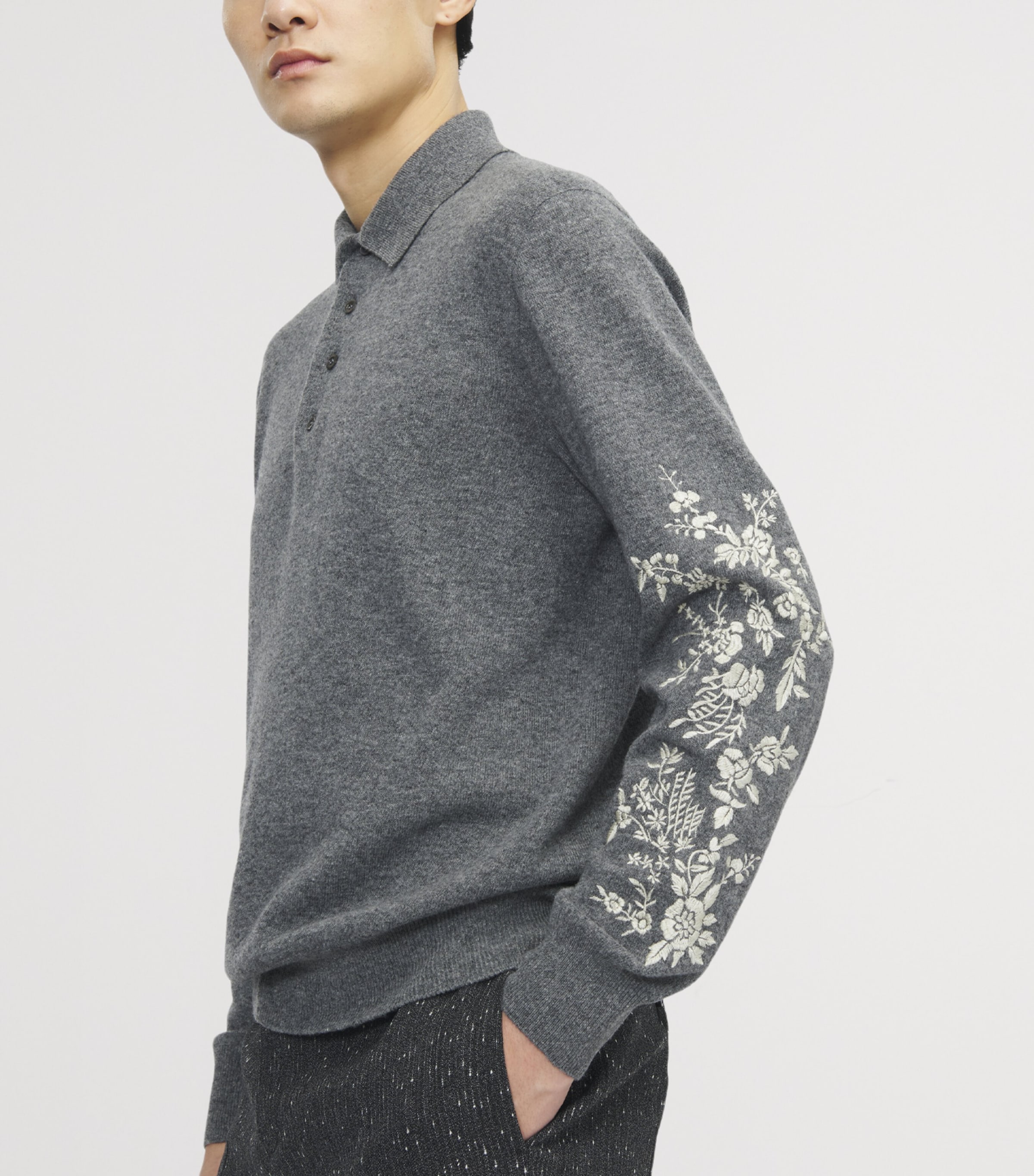 McQueen Mens Wool Embroidered Polo Sweater Image 6