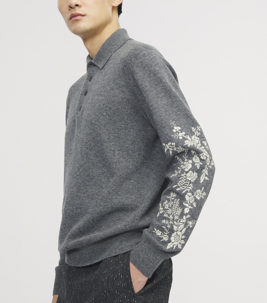 McQueen Mens Wool Embroidered Polo Sweater Image 6