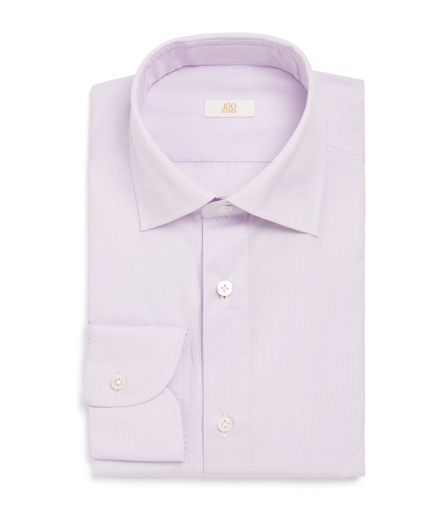 100HANDS Mens Cotton Fine Stripe Shirt Lavender Image 1
