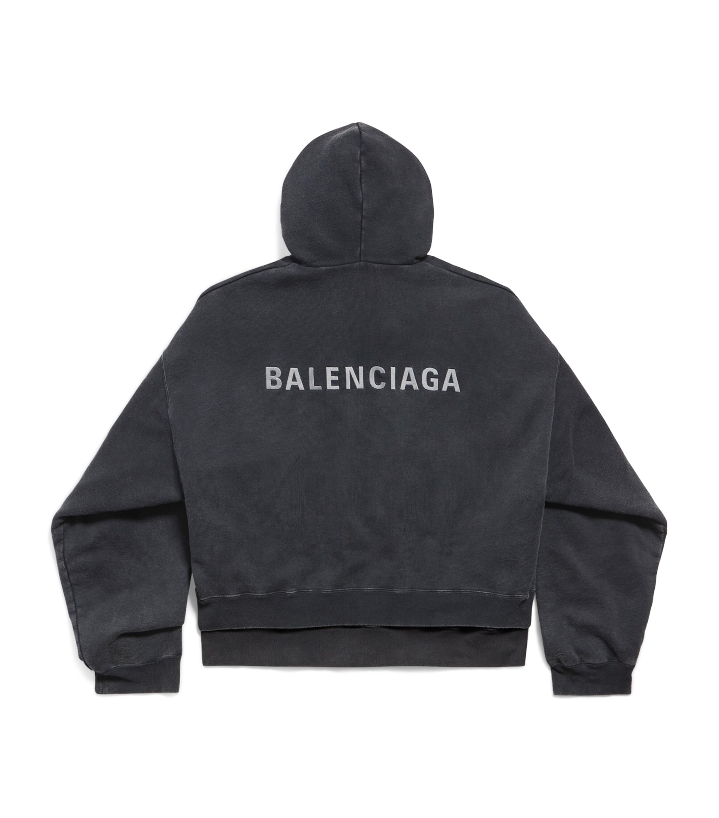 Balenciaga Mens Cotton Layered Logo Hoodie Image 5