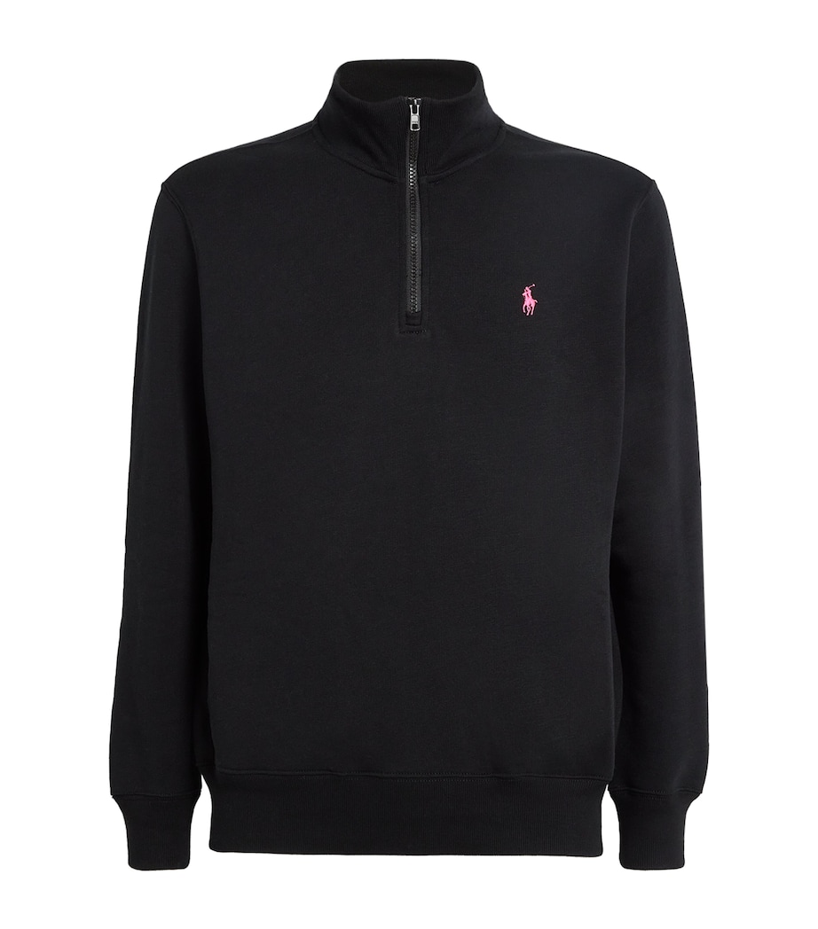 Cotton Quarter-Zip Sweatshirt POLO BLACK Image 1