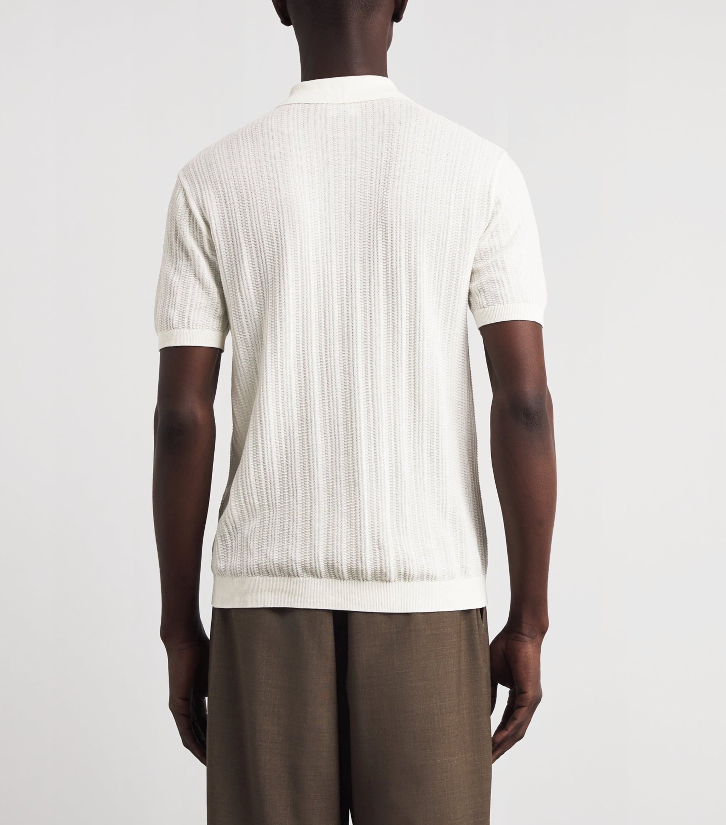 Emporio Armani White Cotton Quarter-Zip Polo T-Shirt | Harrods US