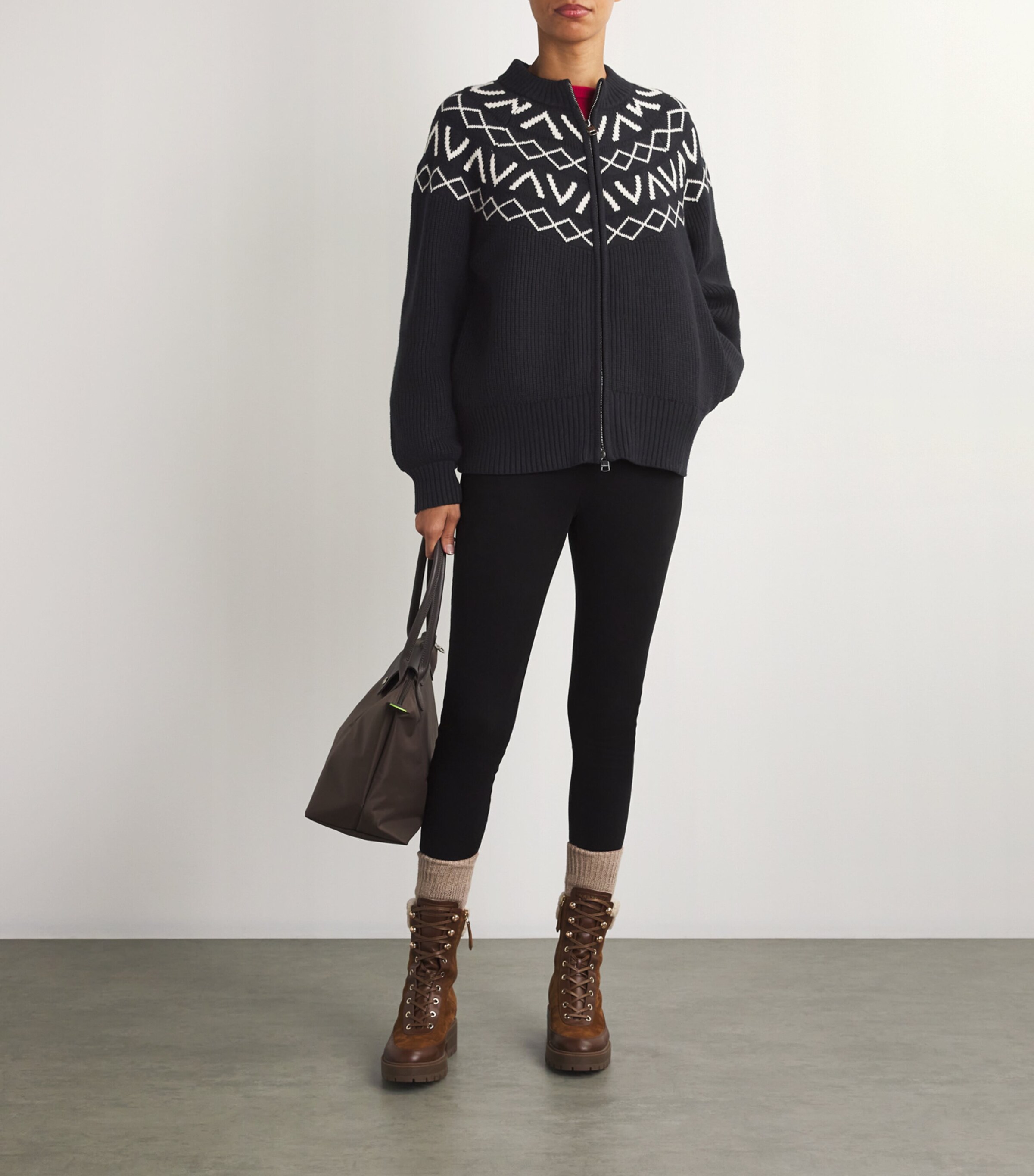 Varley Womens Fair Isle Alys Zip-Up Cardigan Black Image 2