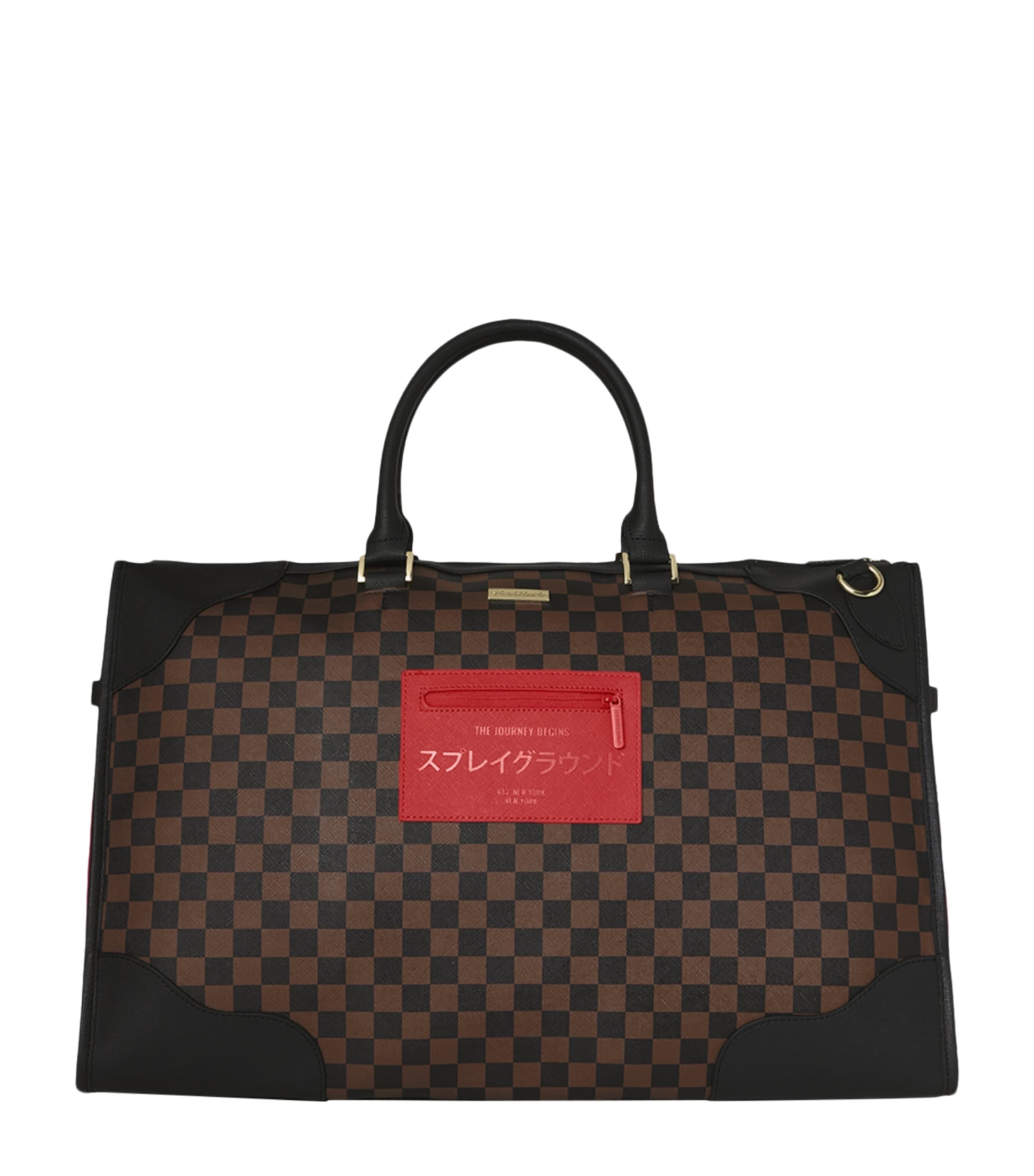 Sprayground Katana Check Boss Pyramid Duffle Bag Red Redemption Image 1