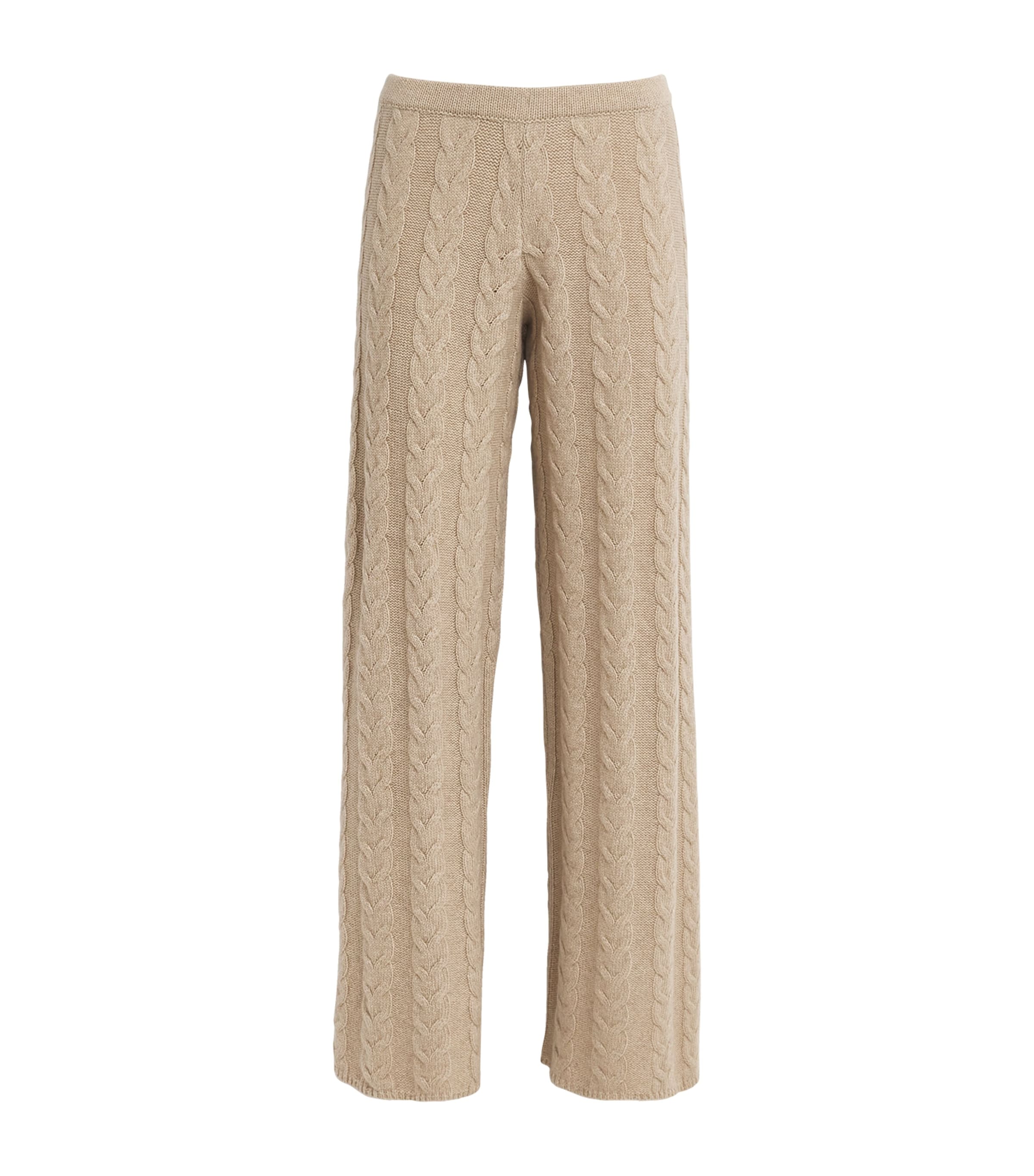 Shop Magda Butrym Cashmere Cable-knit Trousers In Beige