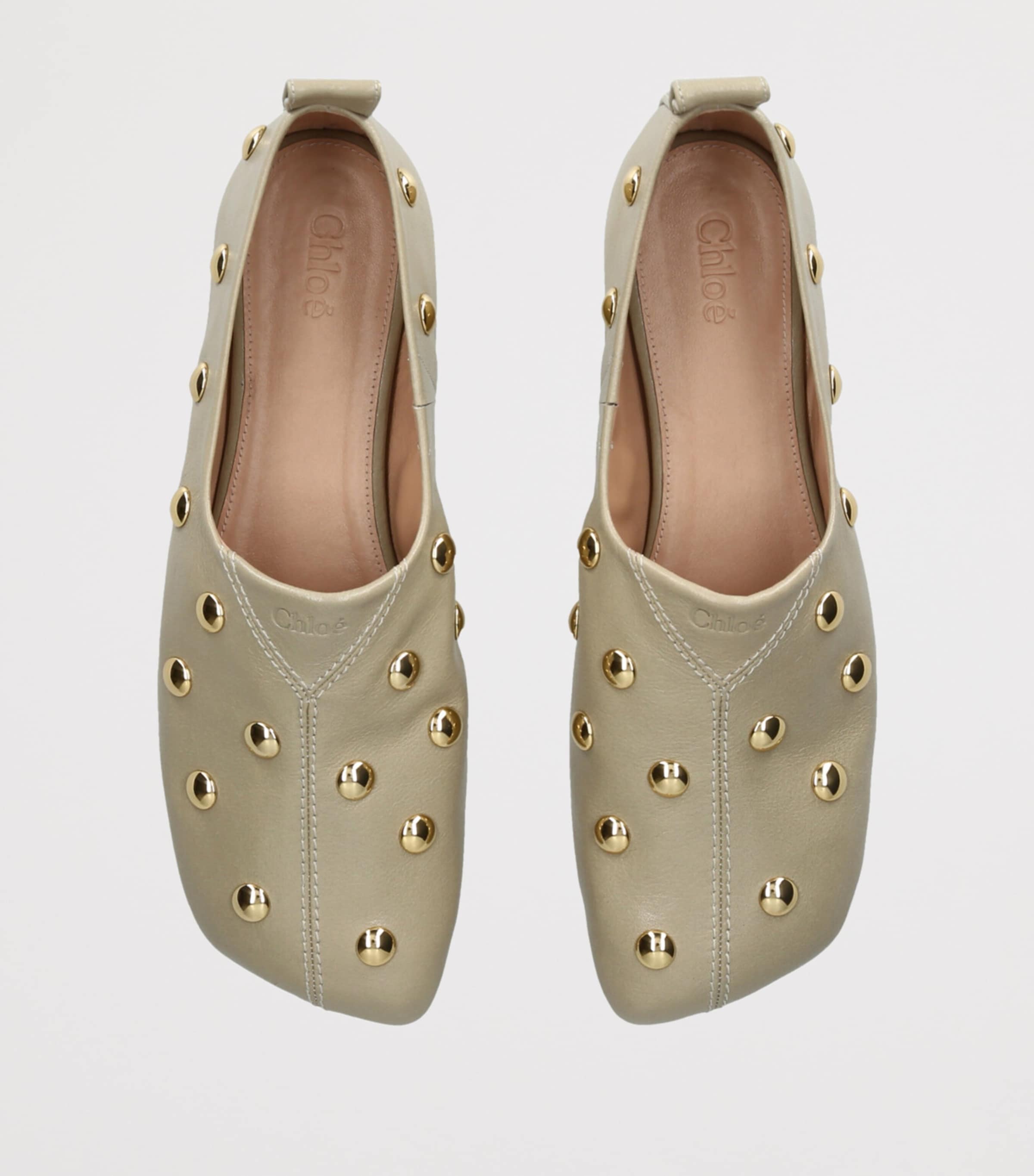 Leather Studded Rita Ballet Flats PALE GREEN Image 4