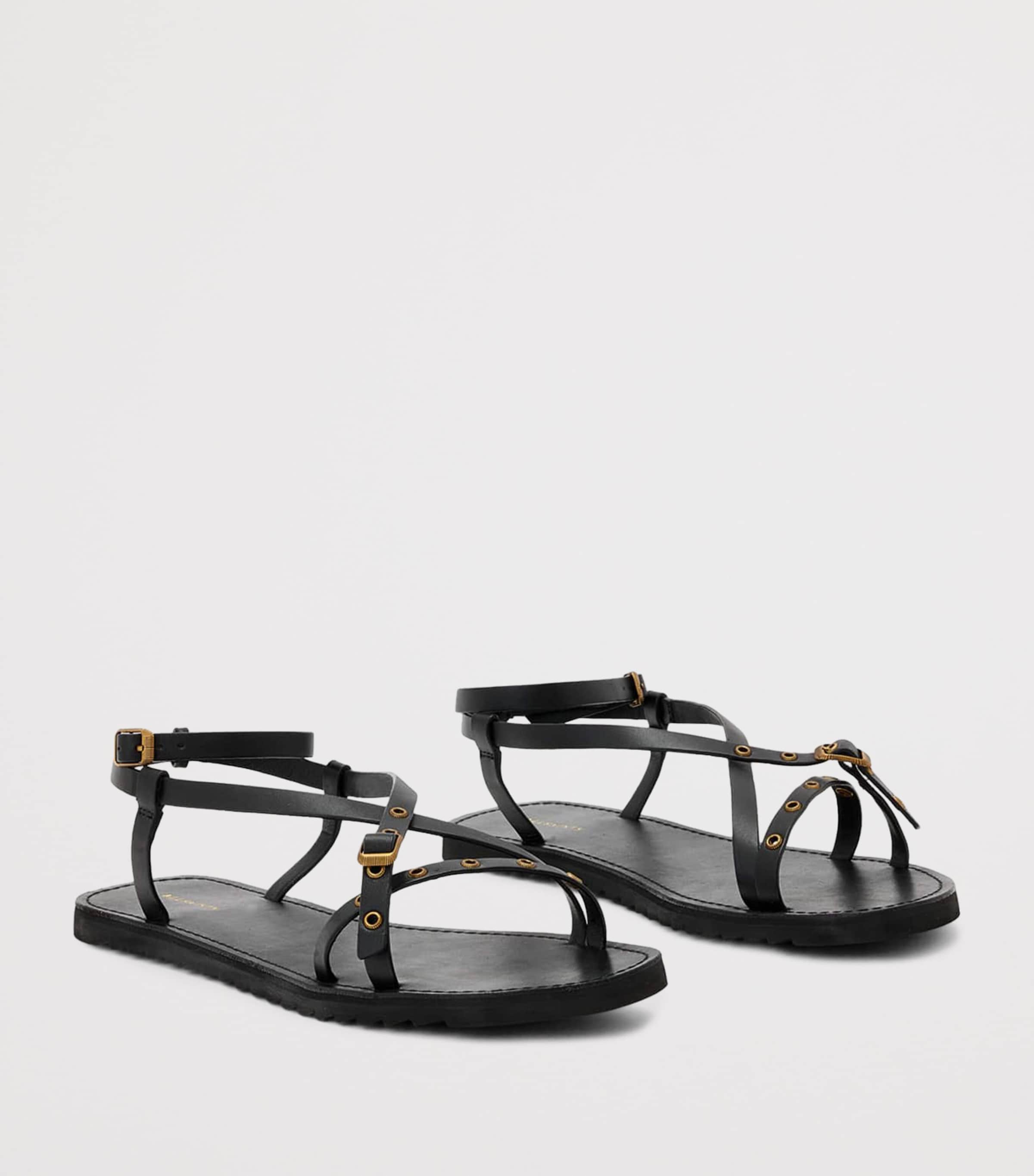 AllSaints Leather Tyla Eyelet Sandals Black Image 2