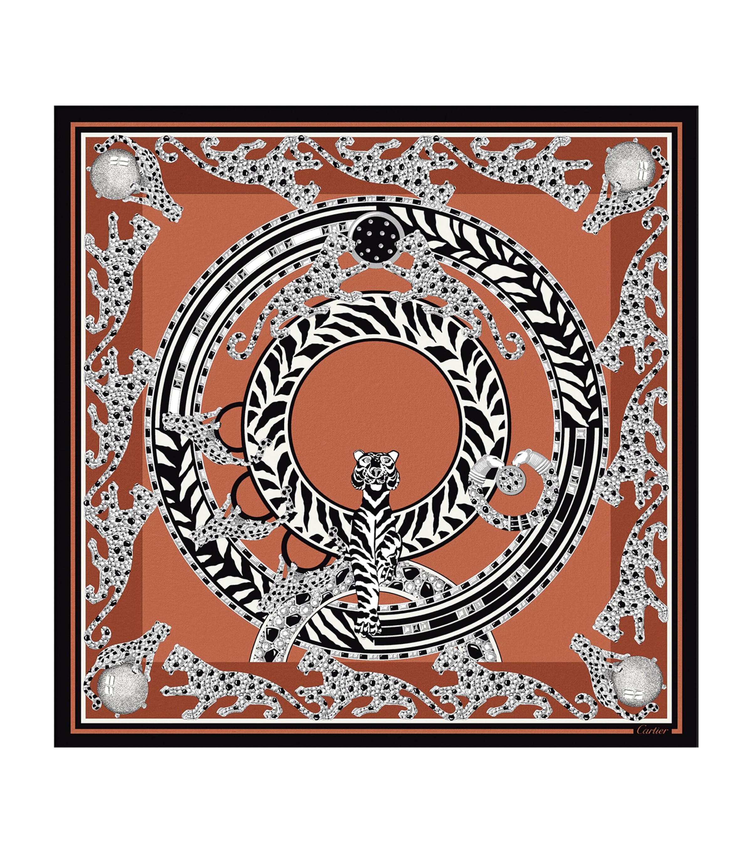 Cartier Brown Silk Panthère Reissue Scarf | Harrods UK