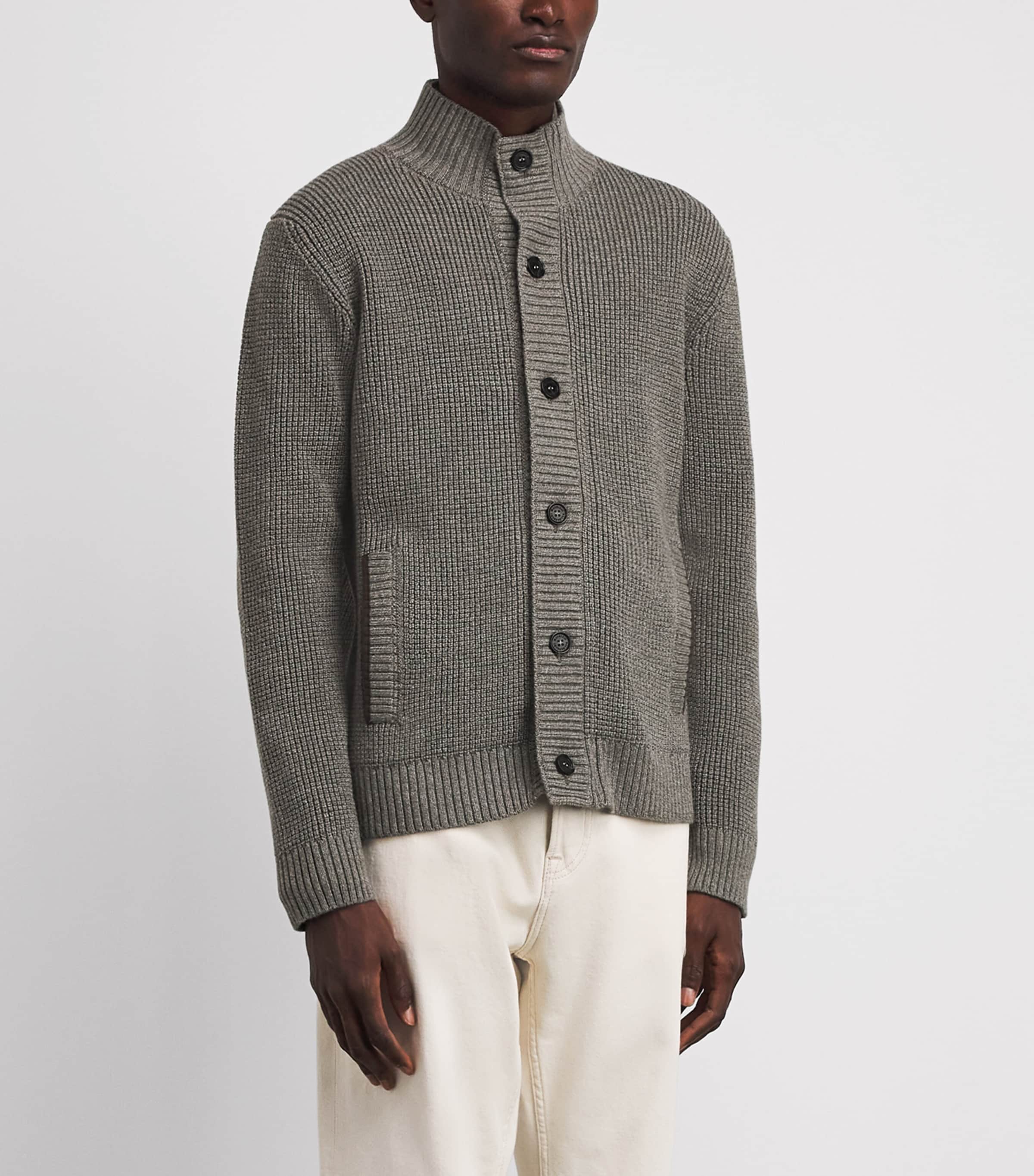 Maurizio Baldassari Mens Virgin Wool Brenta Cardigan Lunar Rock Grey Image 4