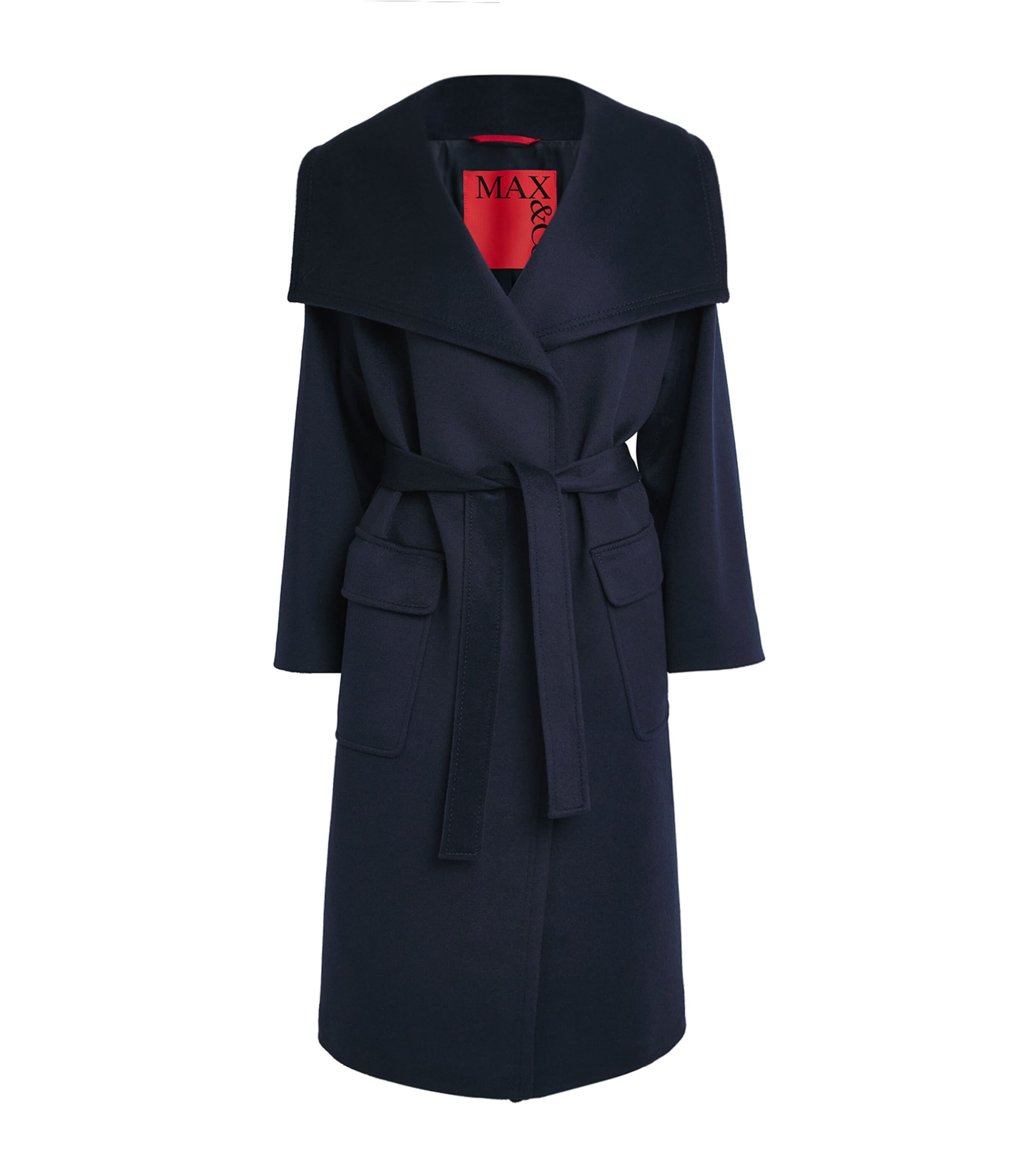 Max & Co Wool-cashmere Wrap Coat In Blue