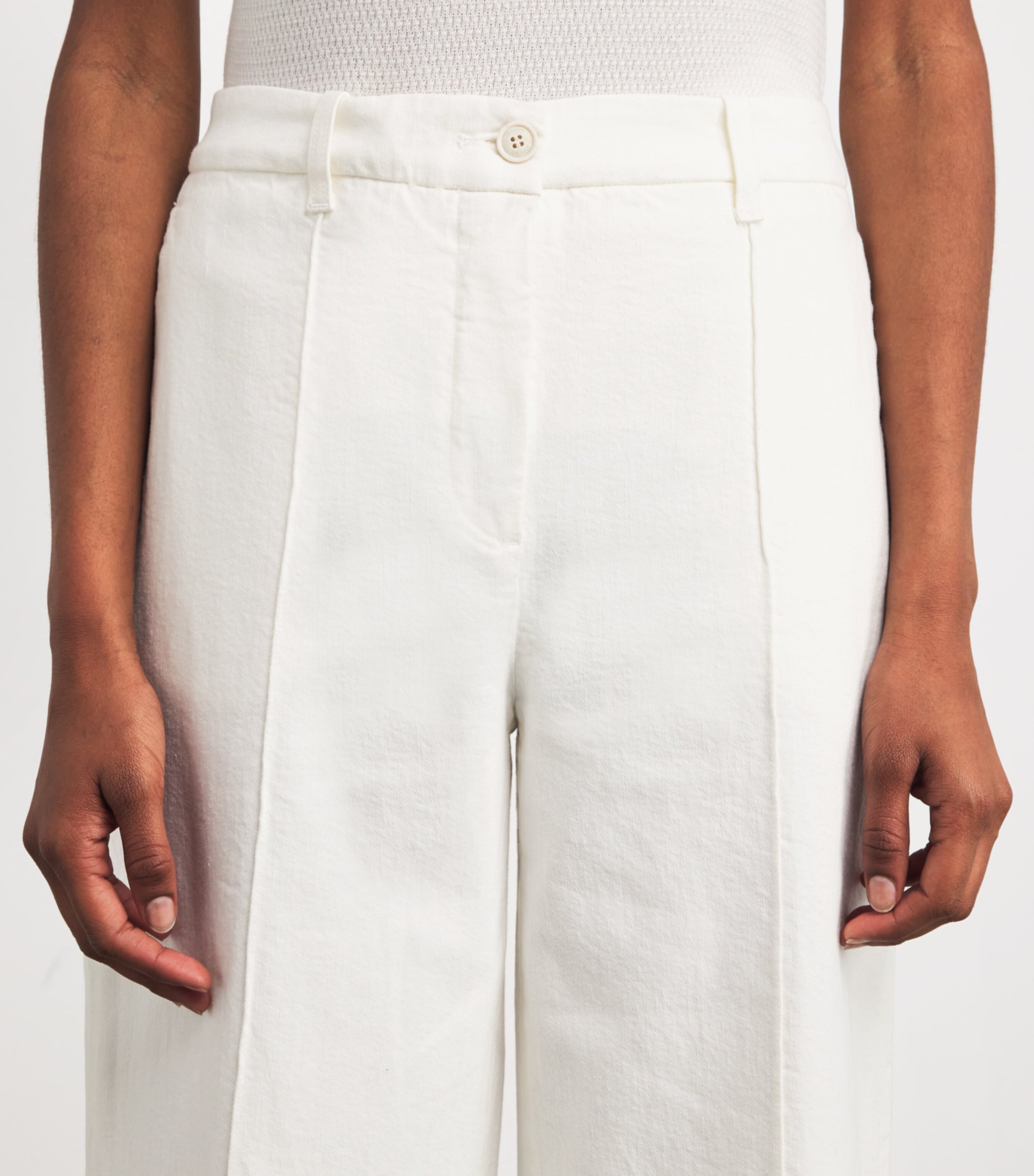 Eleventy Womens Cotton-Blend Pleated Trousers Bianco Image 6