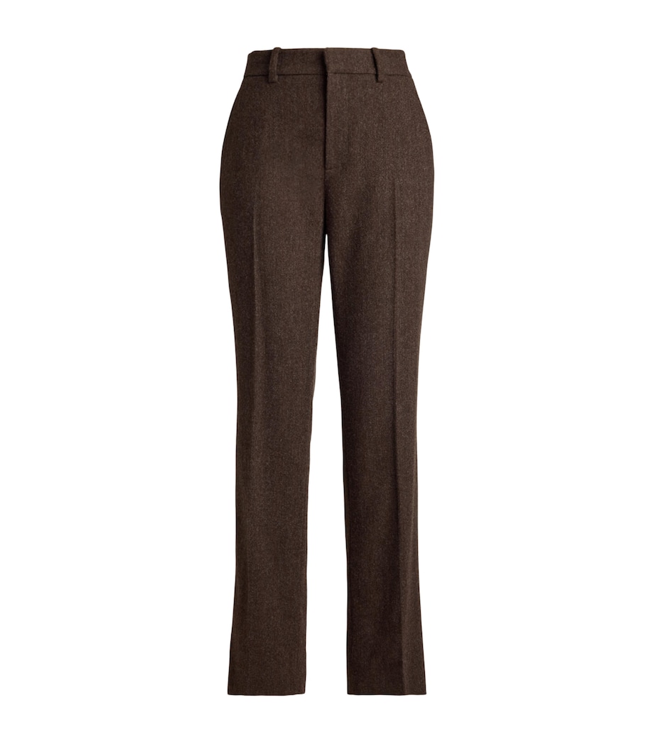 Ralph Lauren Collection Womens Wool-Blend Straight Trousers Brown Rust Multi Image 1