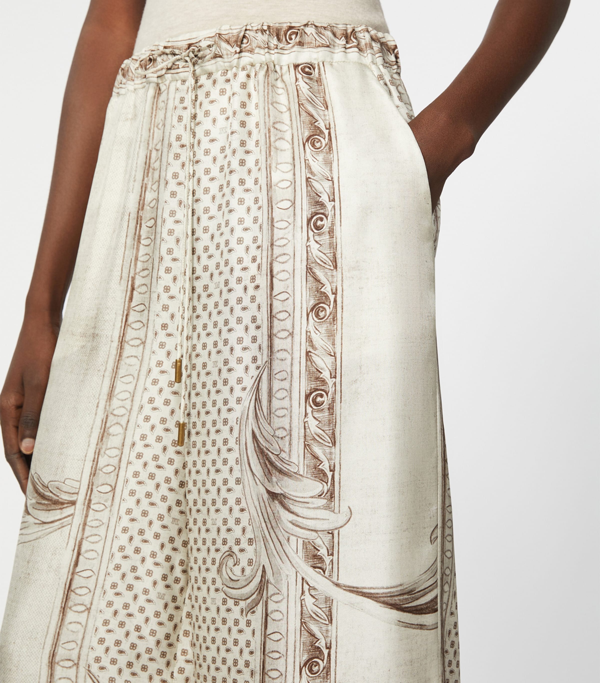 Silk Printed Wide-Leg Trousers IVORY Image 5