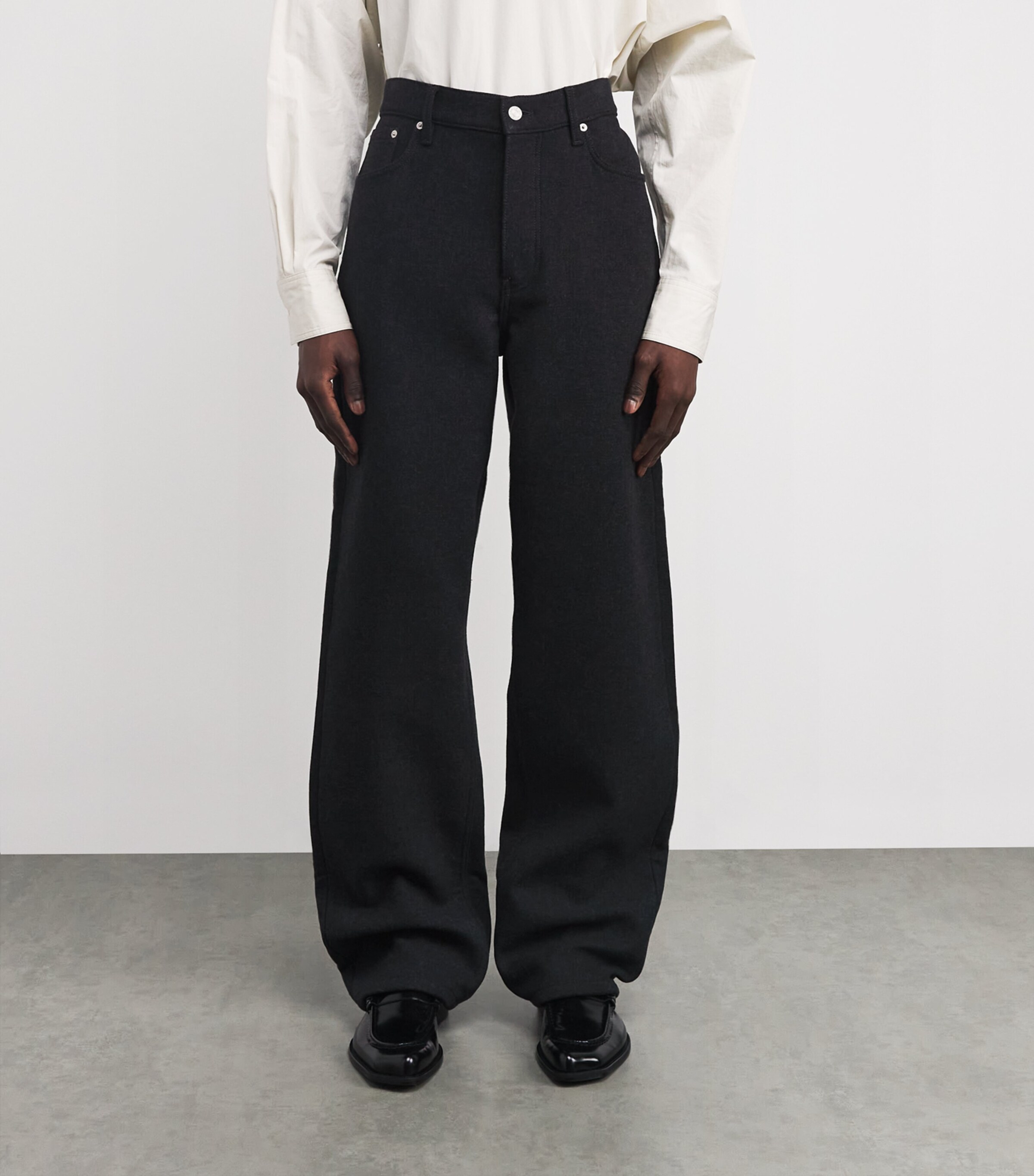 Brushed Twill Straight Trousers DARK GREY Image 3